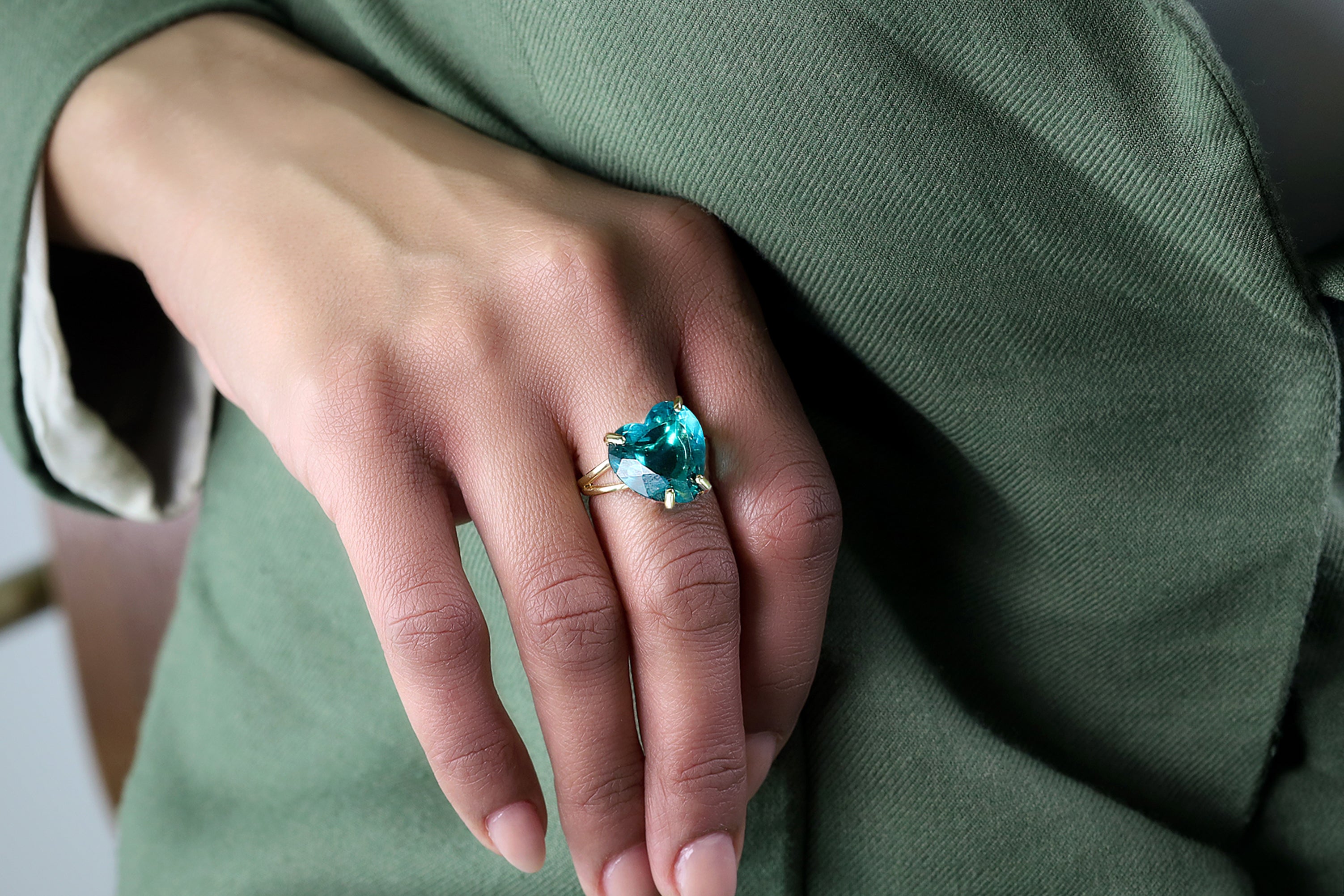 Heart Cut Blue Tourmaline Ring Anemone Jewelry