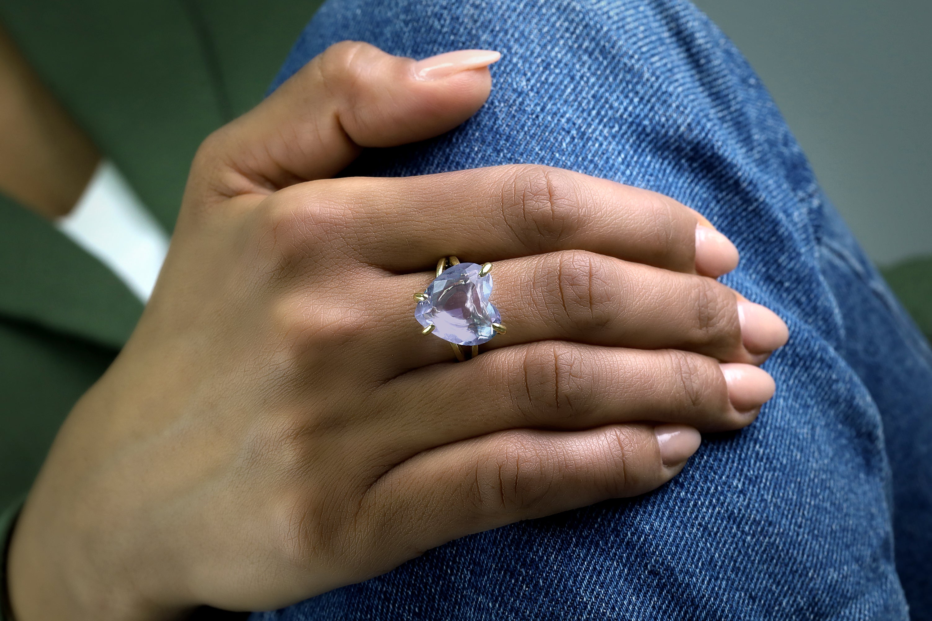 Big Tanzanite Heart Ring Rings Anemone Jewelry