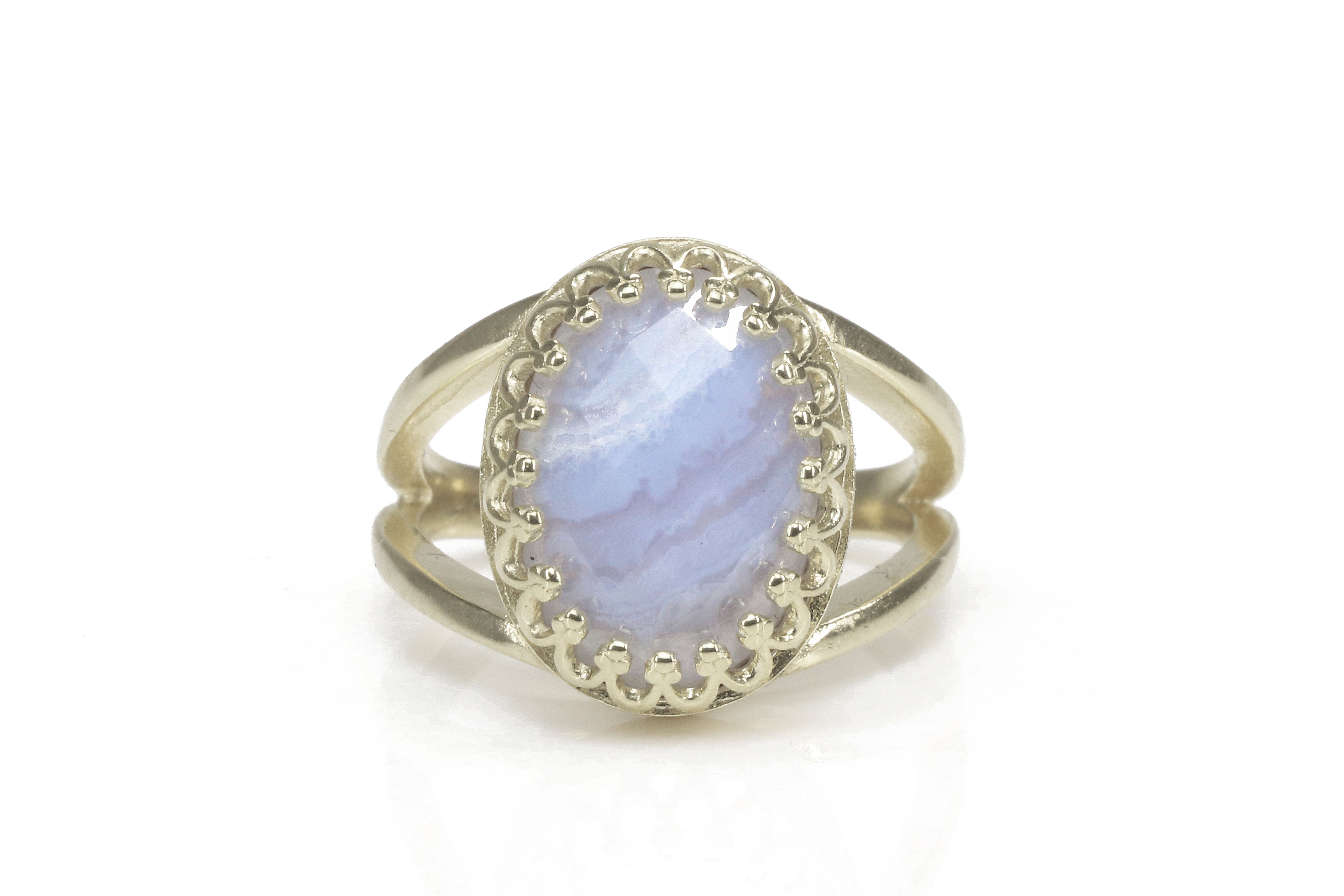Lovely Oval Blue Lace Agate Sterling Silver Ring Rings Anemone Jewelry