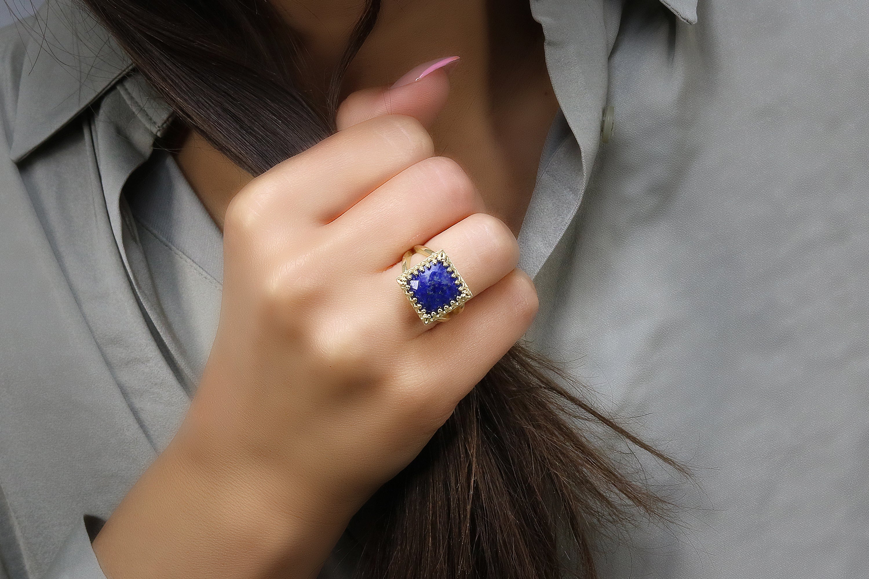 14K Rose Gold Lapis Lazuli Ring Rings Anemone Jewelry