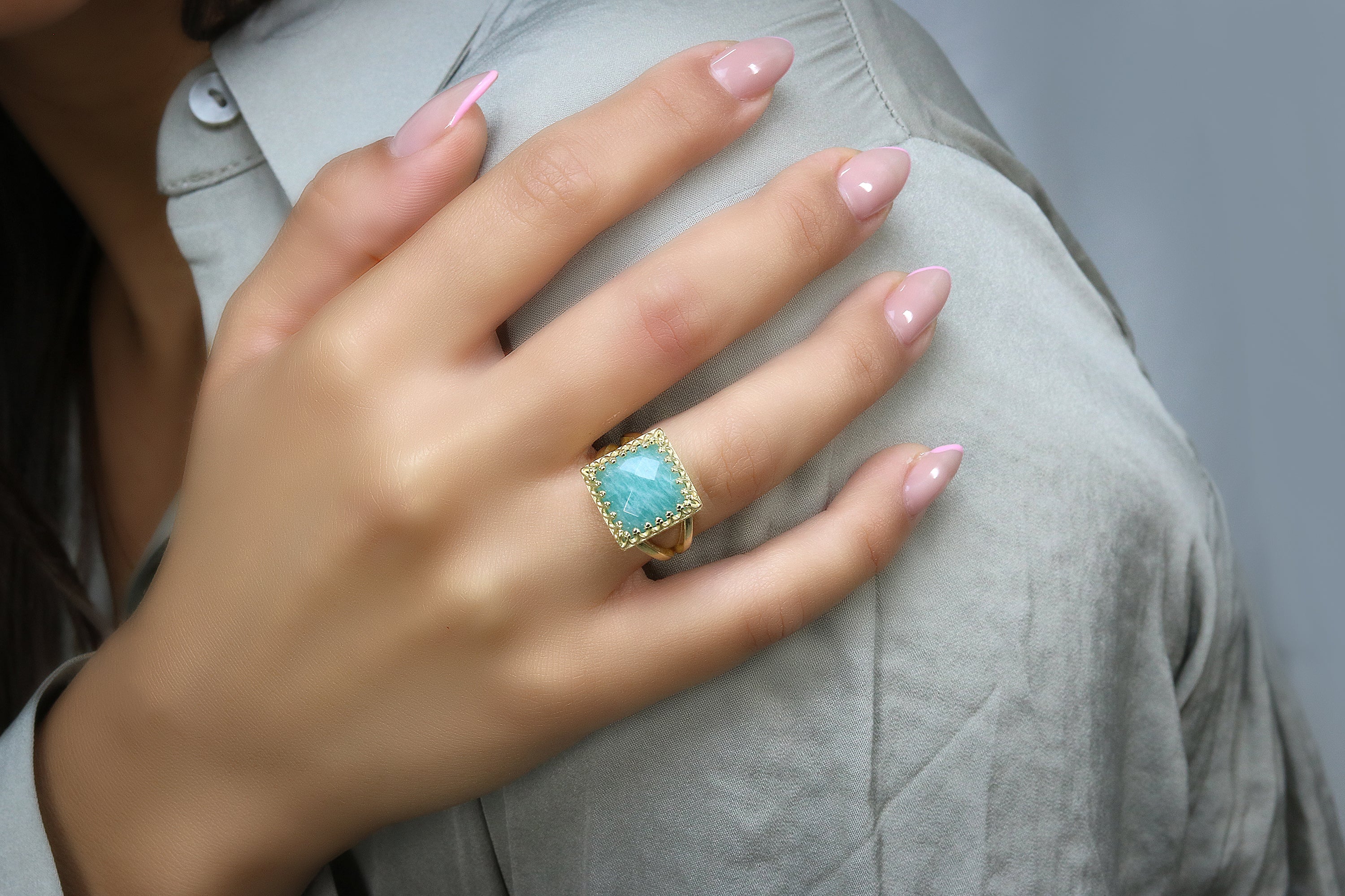 Amazonite Ring in Sterling Silver Rings Anemone Jewelry