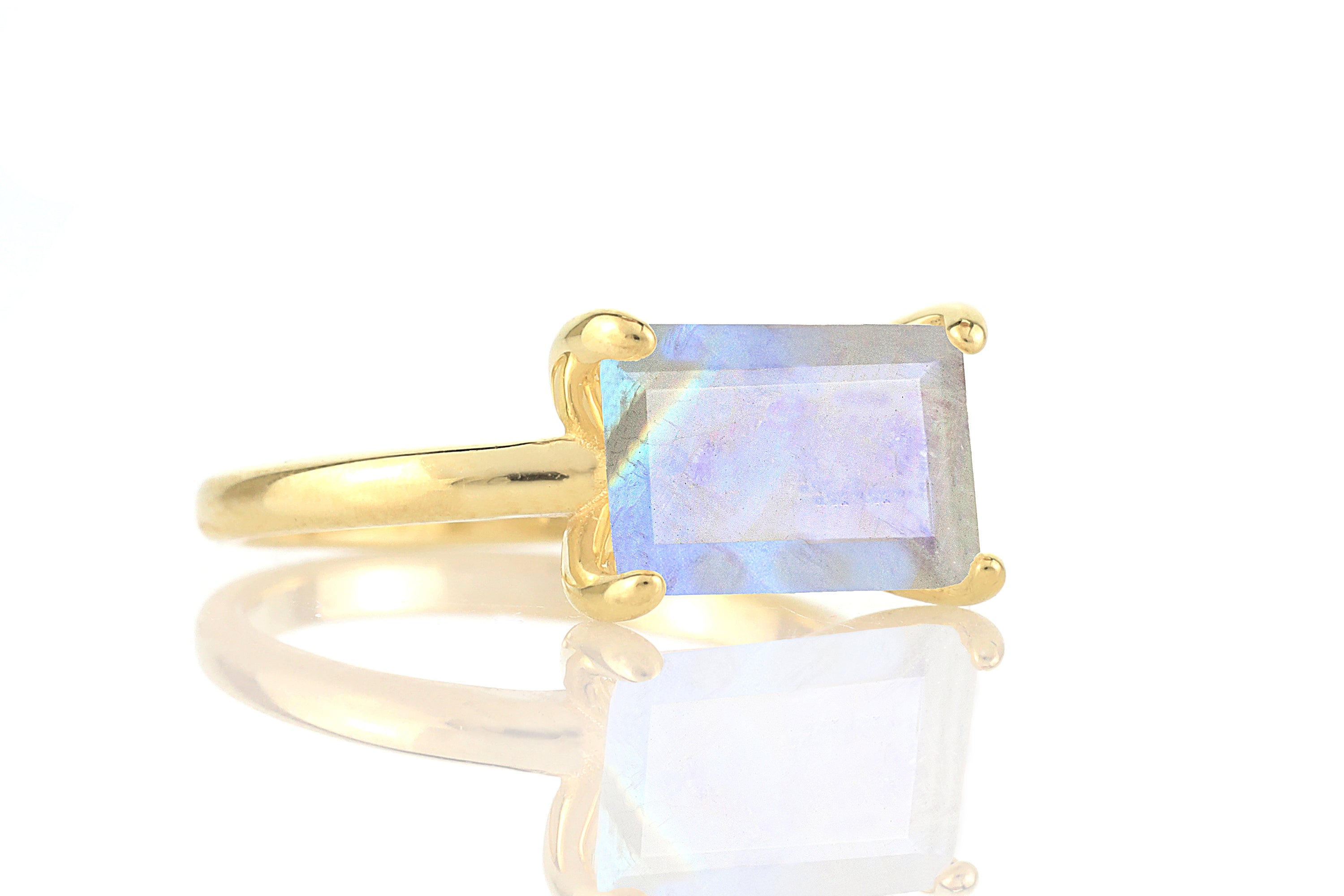 Rectangular Moonstone Gold Filled Ring Rings Anemone Unique
