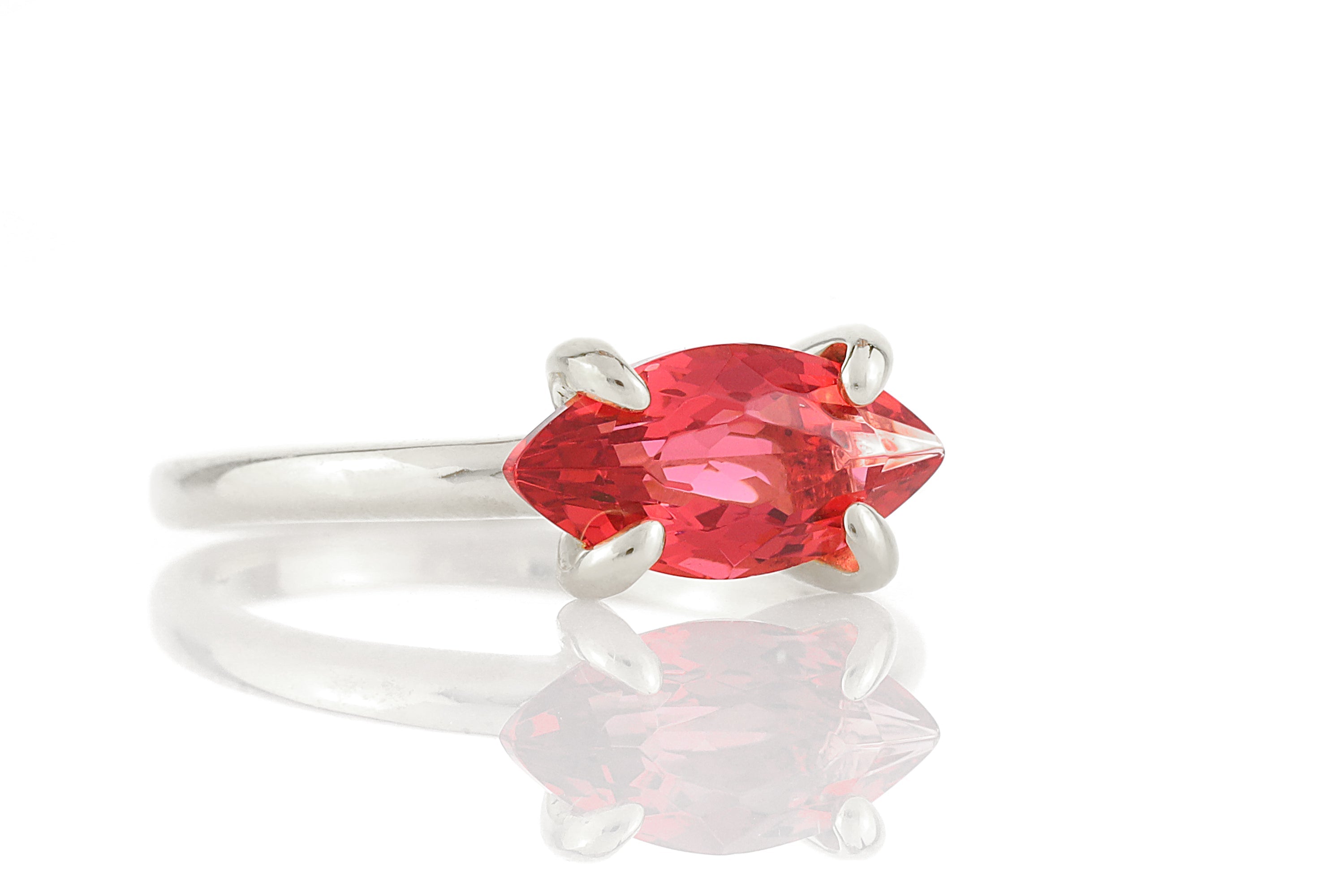 Sterling Silver Marquise Cut Pink Tourmaline Ring Rings Anemone Unique