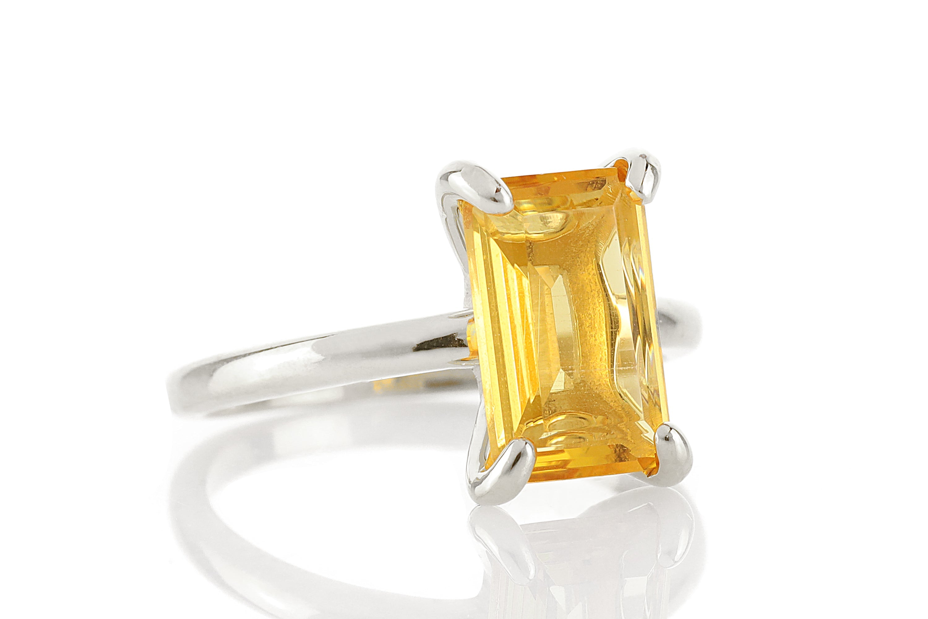 Single Citrine Stone Ring in Sterling Silver Rings Anemone Unique