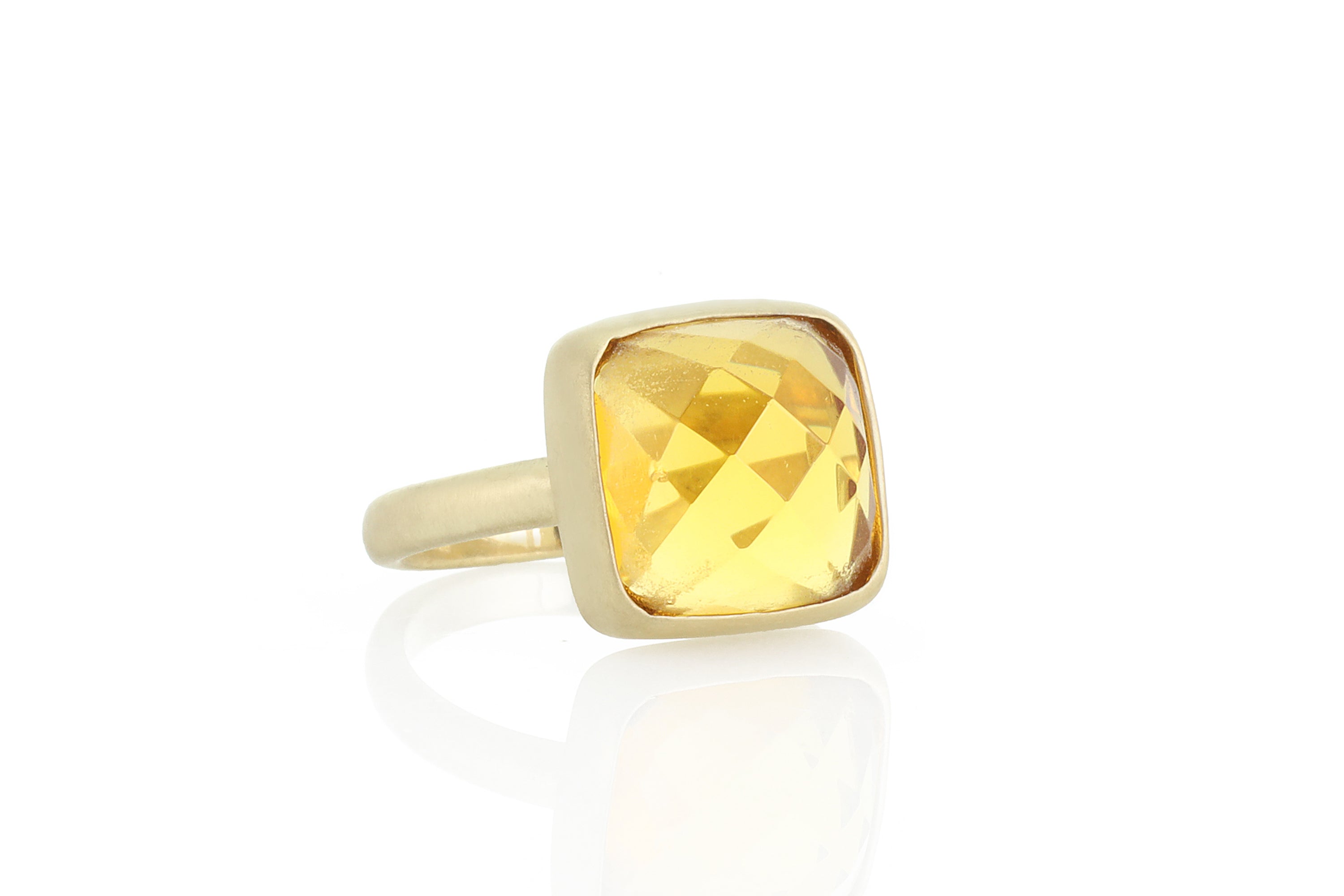 14k Gold Square Bezel Citrine Ring Rings Anemone Limited