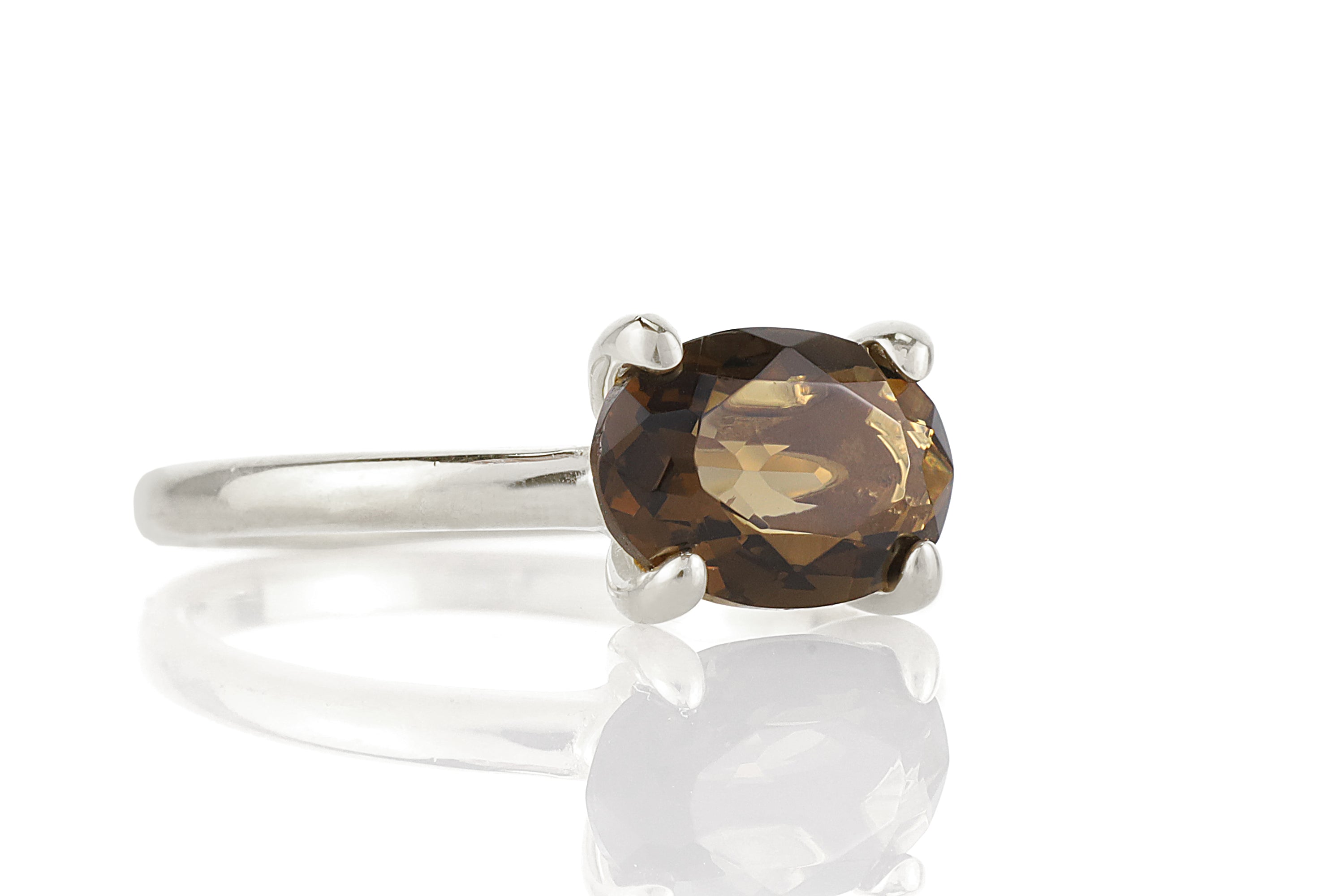 Oval Smoky Quartz Sterling Silver Ring for Women Rings Anemone Unique