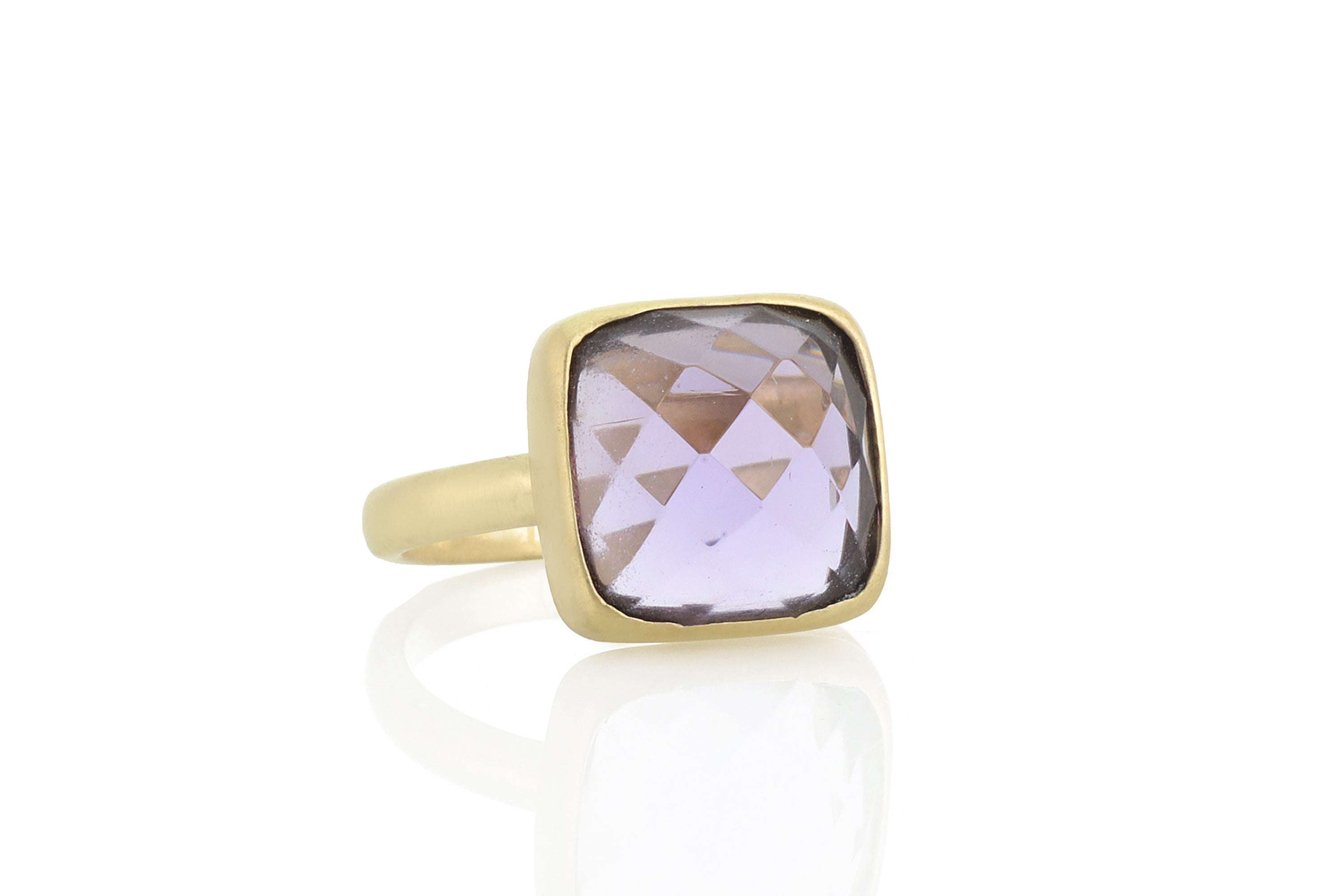 Square Amethyst Bezel Set Gold Ring Rings Anemone Limited