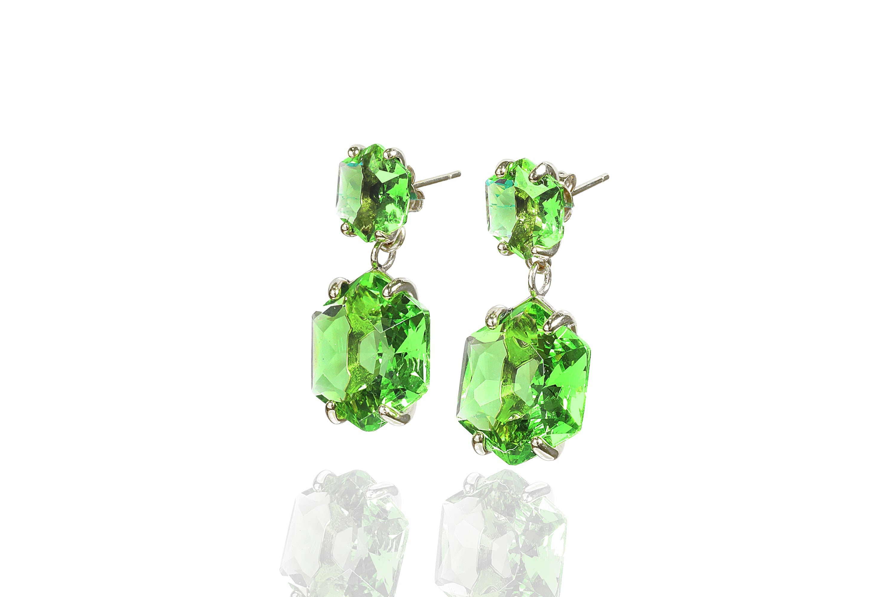 Green Tourmaline Statement Gold Earrings Earrings Anemone Jewelry