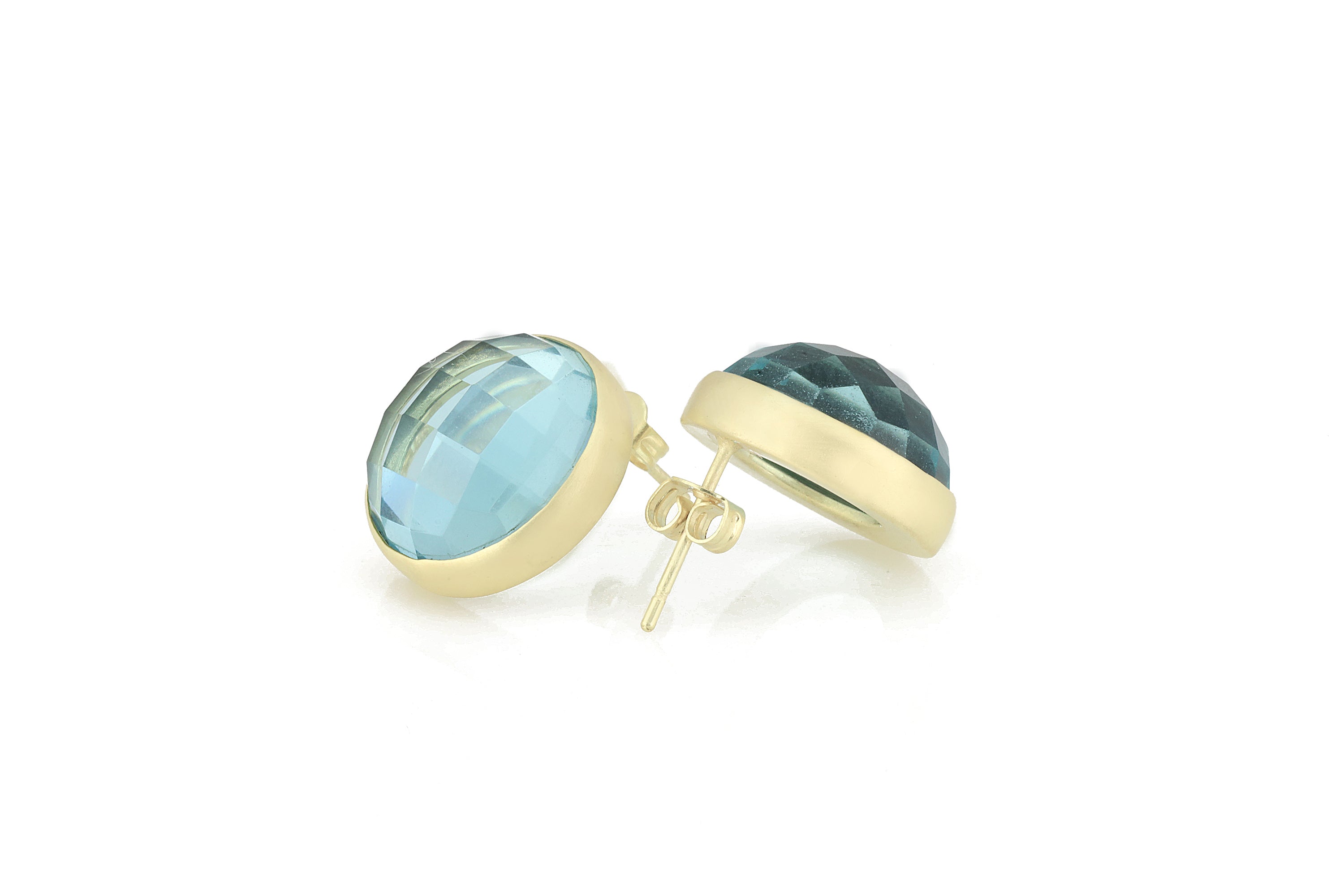 Blue Topaz Gold Bezel Earrings Earrings Anemone Limited
