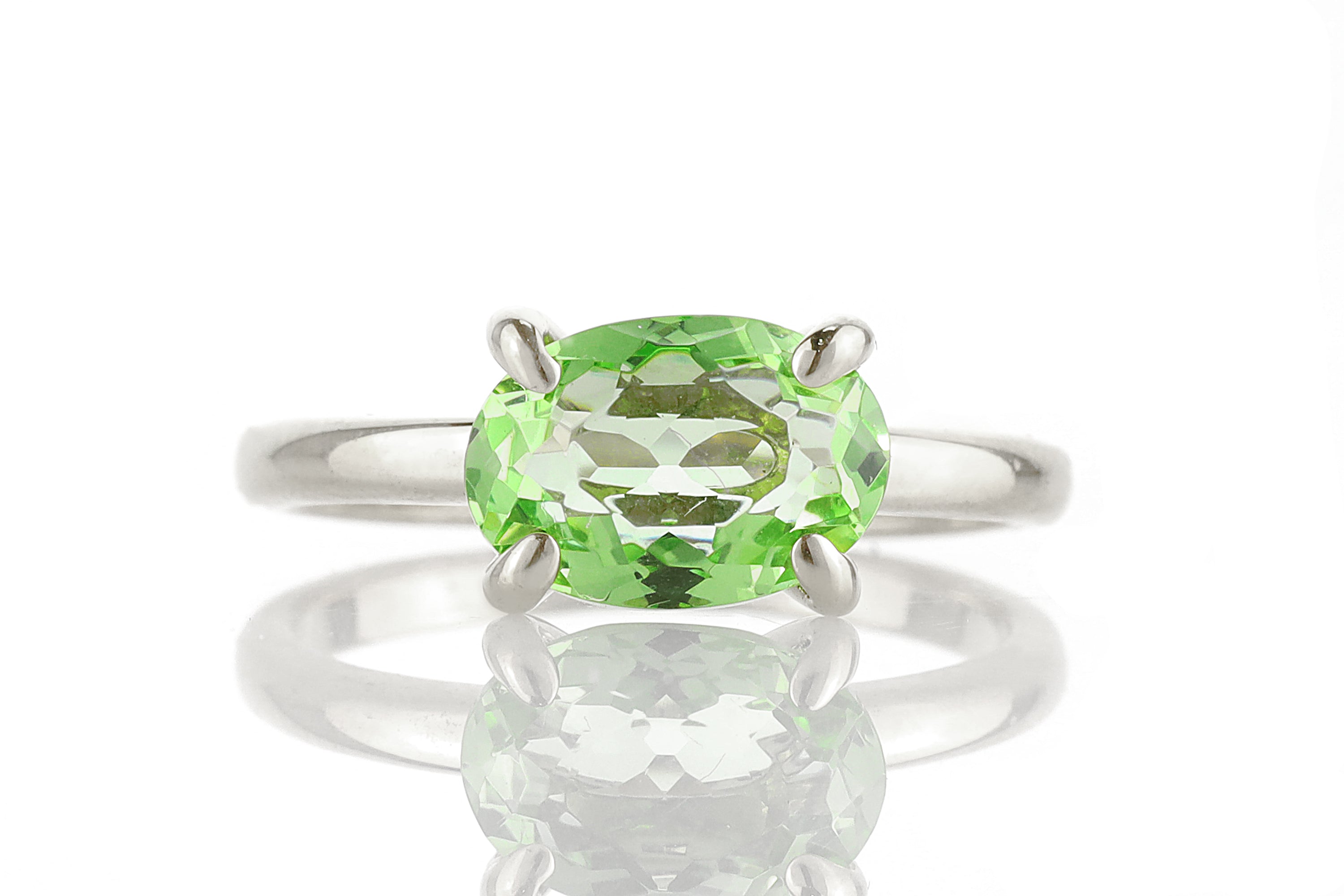 Green Tourmaline Solitaire Ring in 14k Gold Rings Anemone Unique