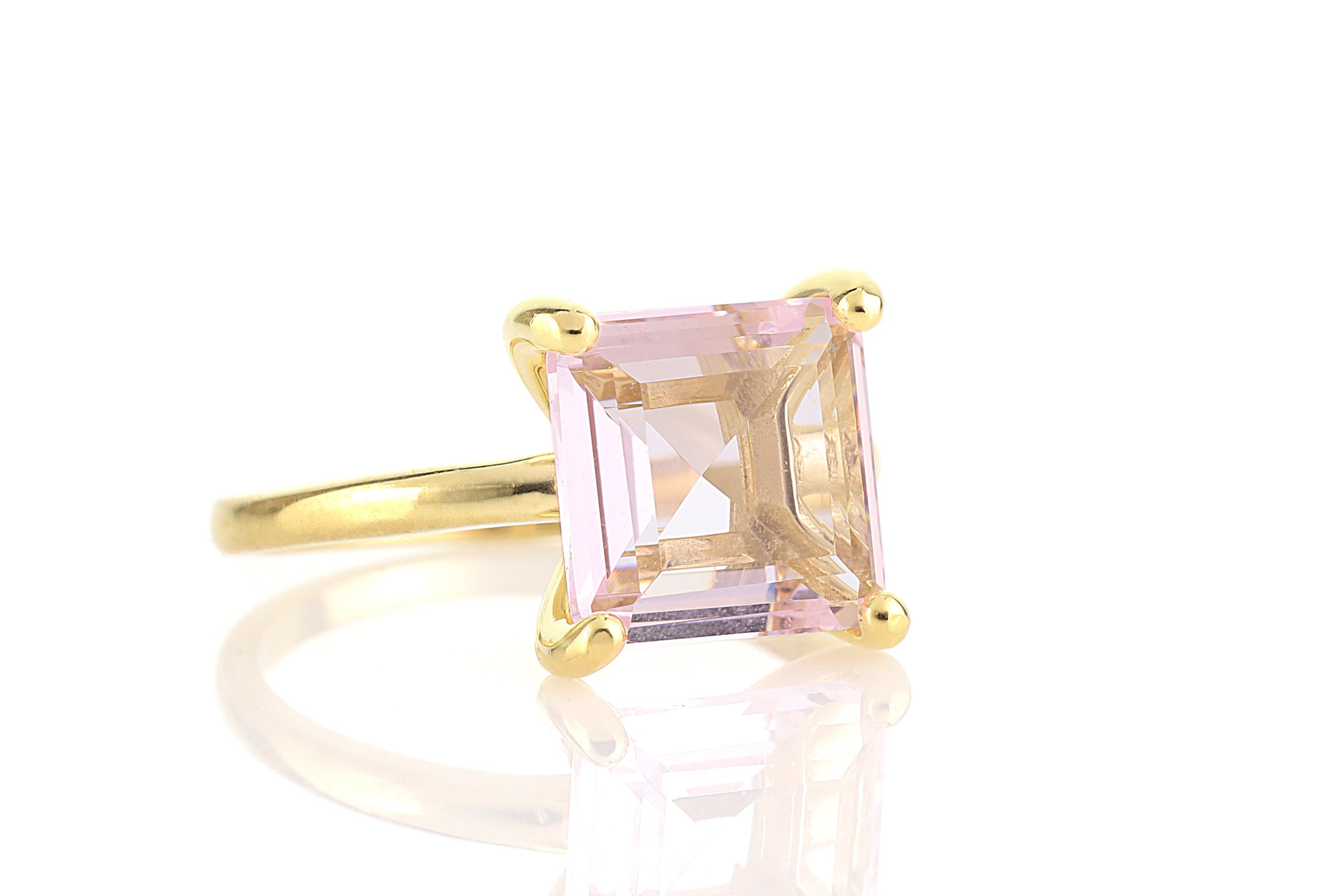 Lustrous Rose Quartz Ring in 14k Gold Rings Anemone Unique