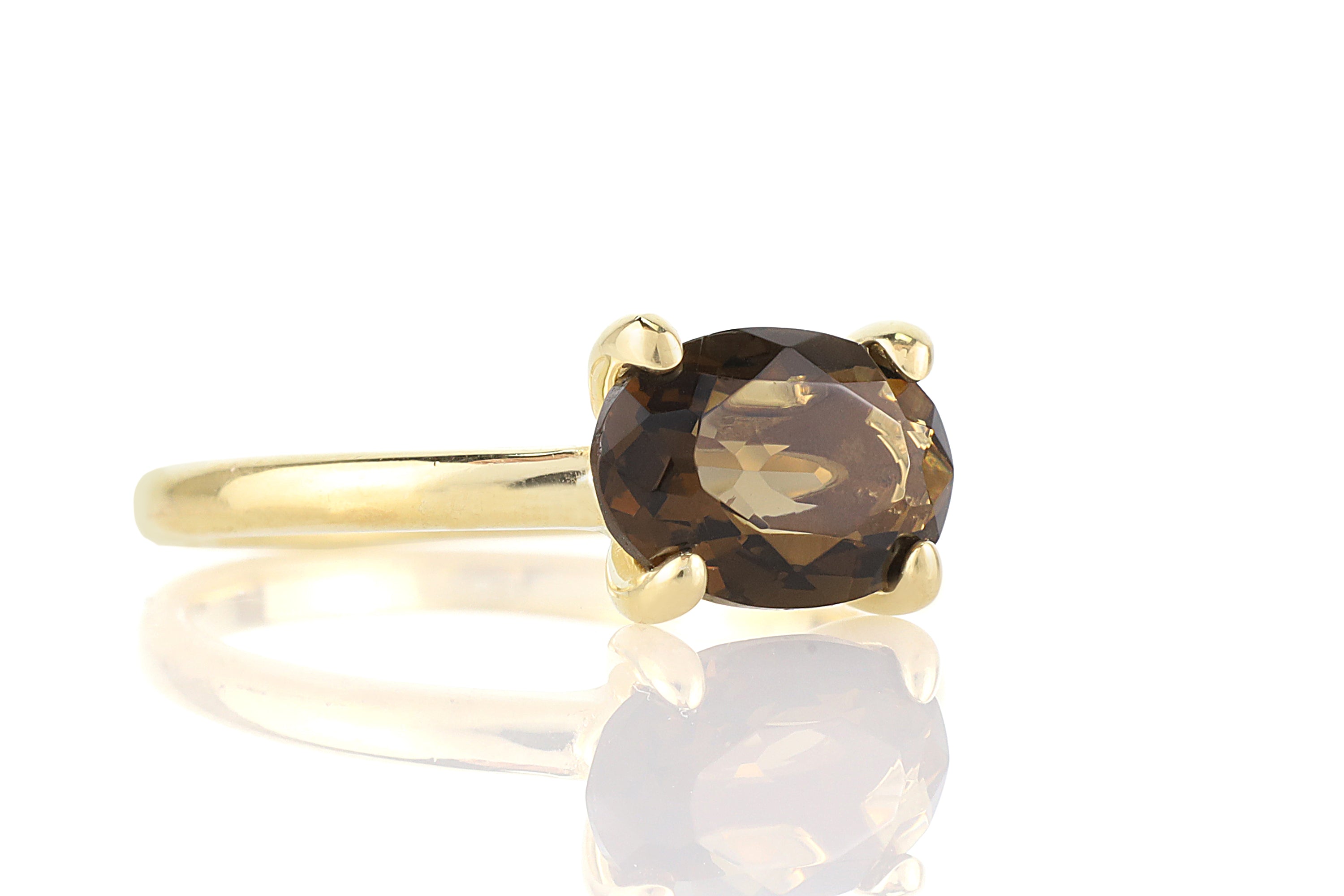 Oval Smoky Quartz 14k Gold-filled Ring Rings Anemone Unique