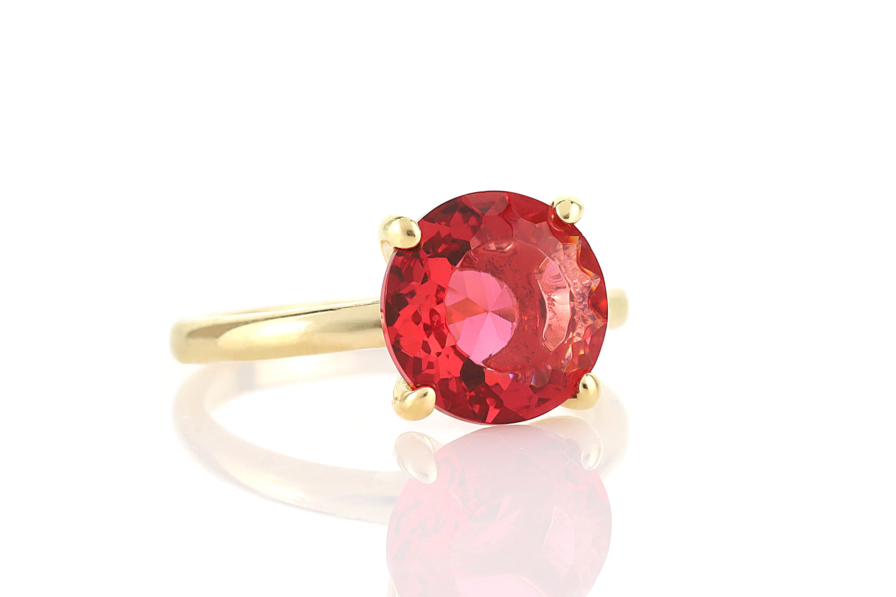 Pink Tourmaline Round Solitaire Ring Rings Anemone Unique