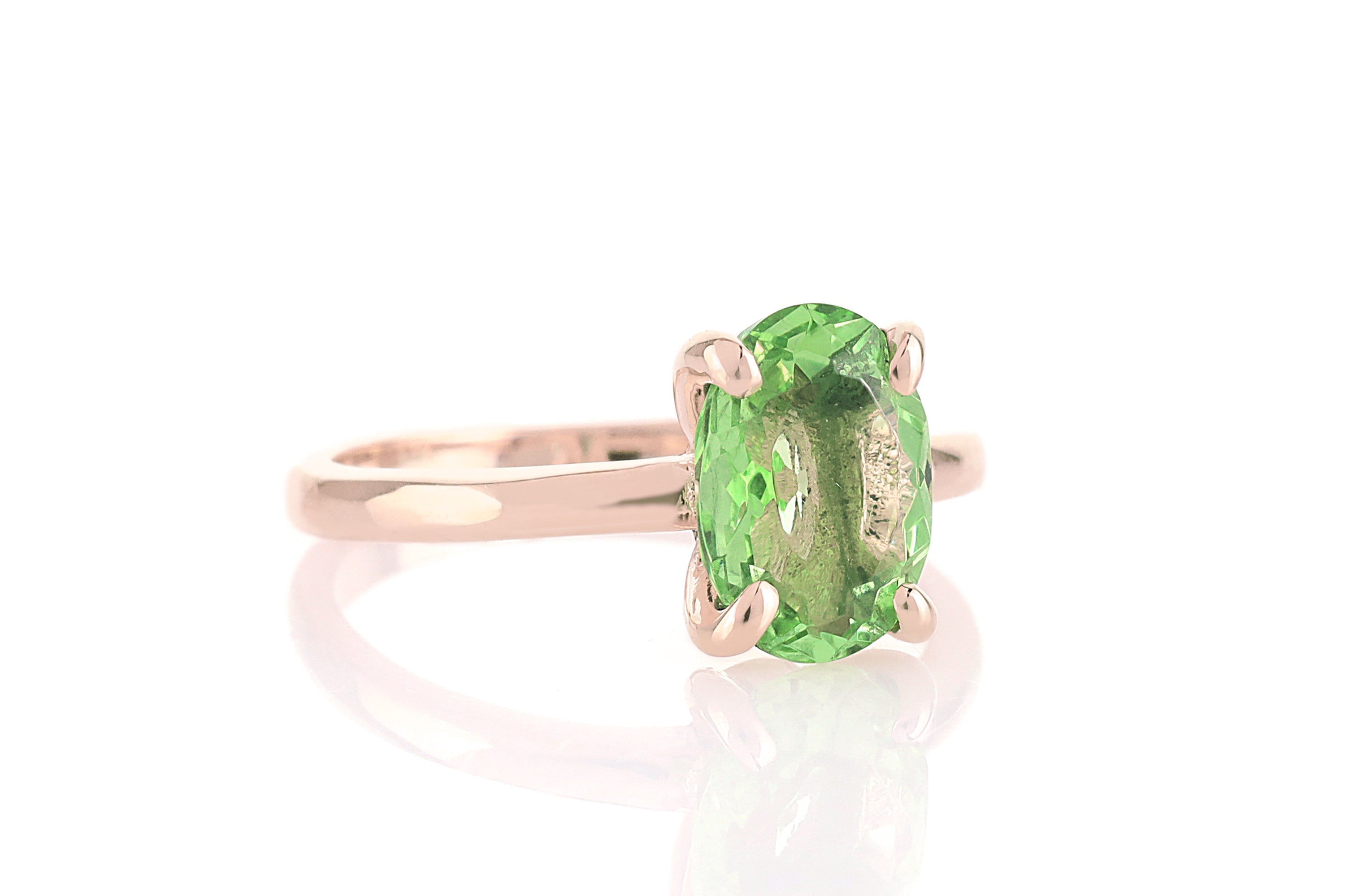 Green Tourmaline Rose Gold Finish Ring Rings Anemone Unique