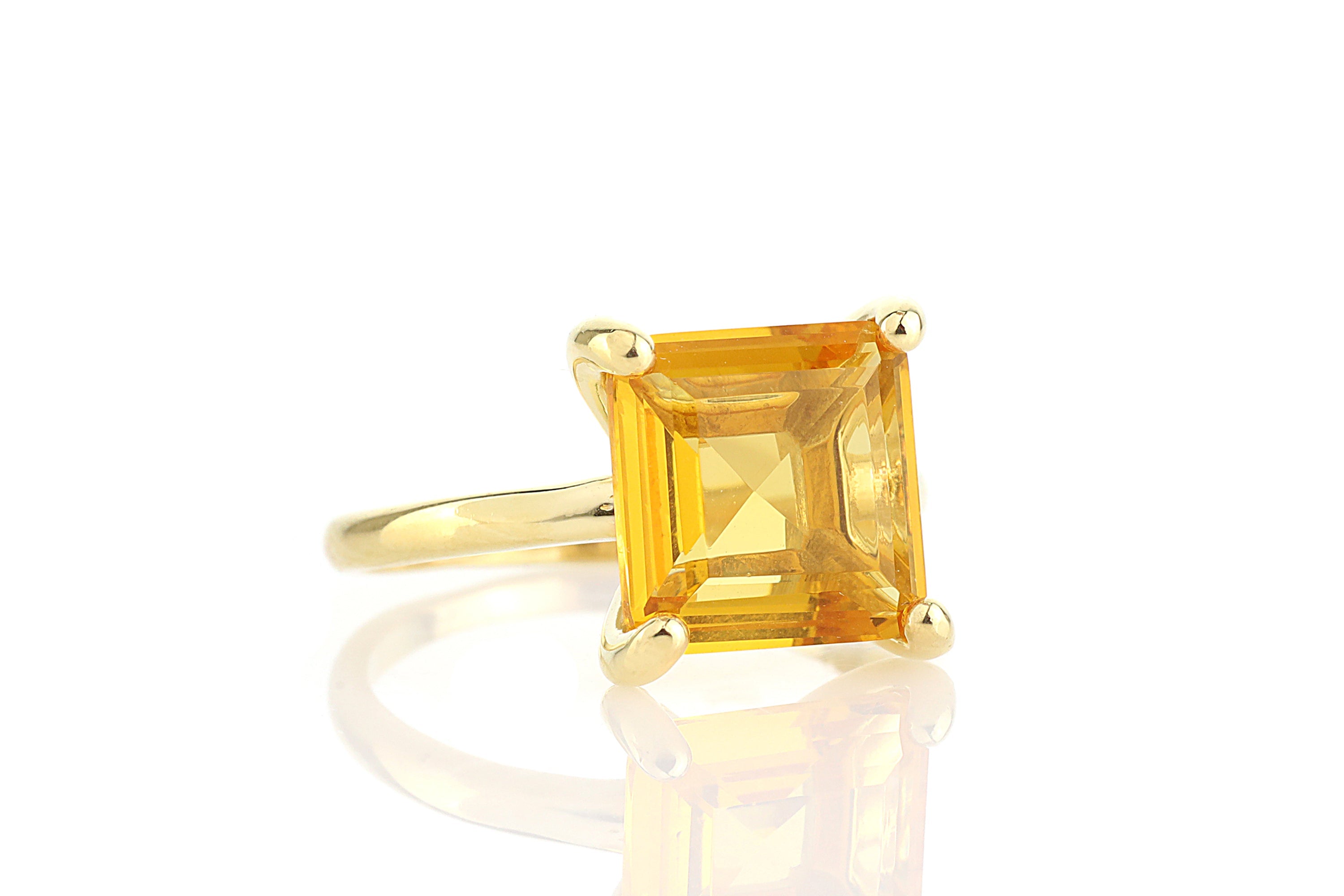 Lustrous Citrine Ring in 14k Gold Rings Anemone Unique