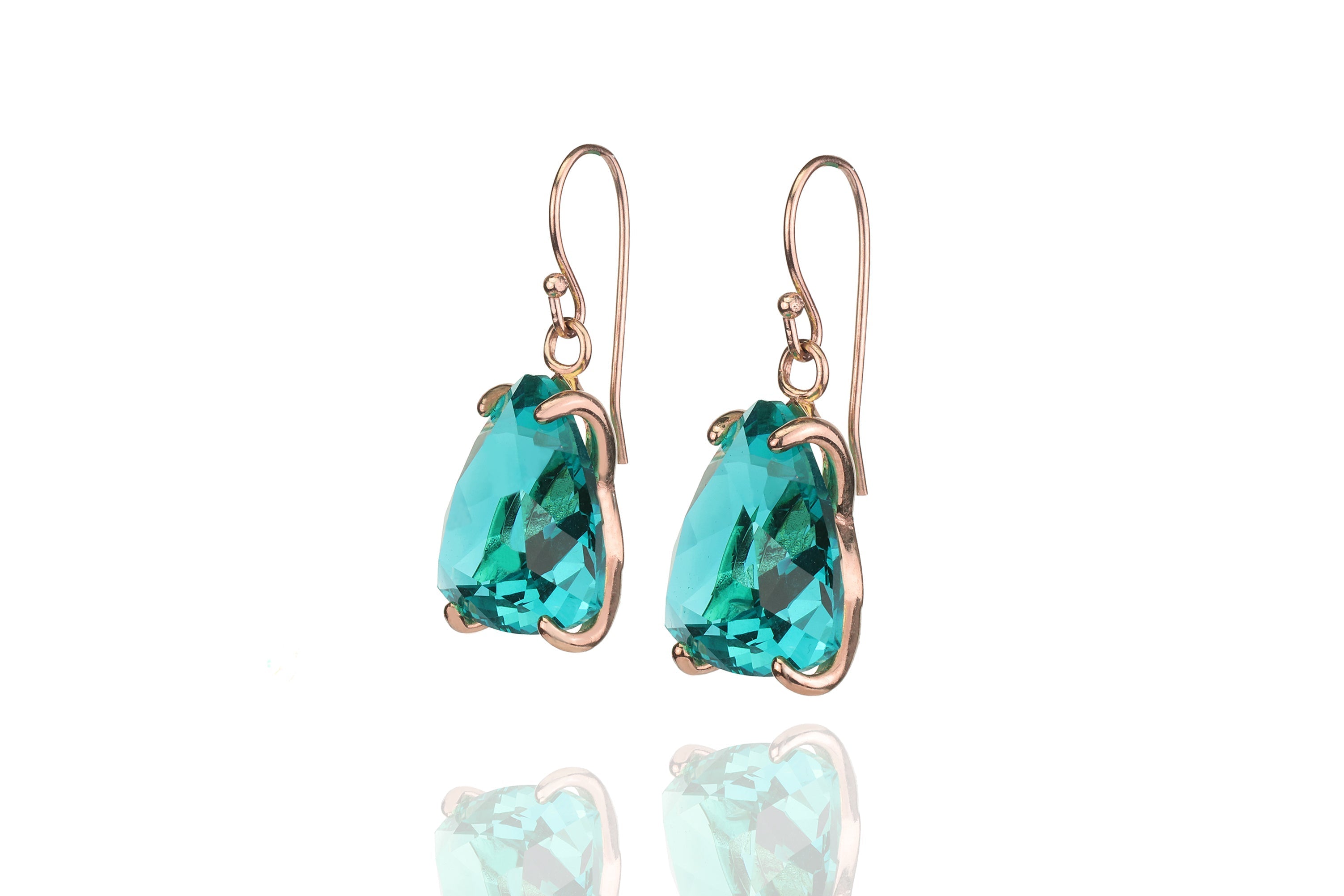 Trillion Cut Blue Tourmaline Gold Dangle Earrings Earrings Anemone Jewelry