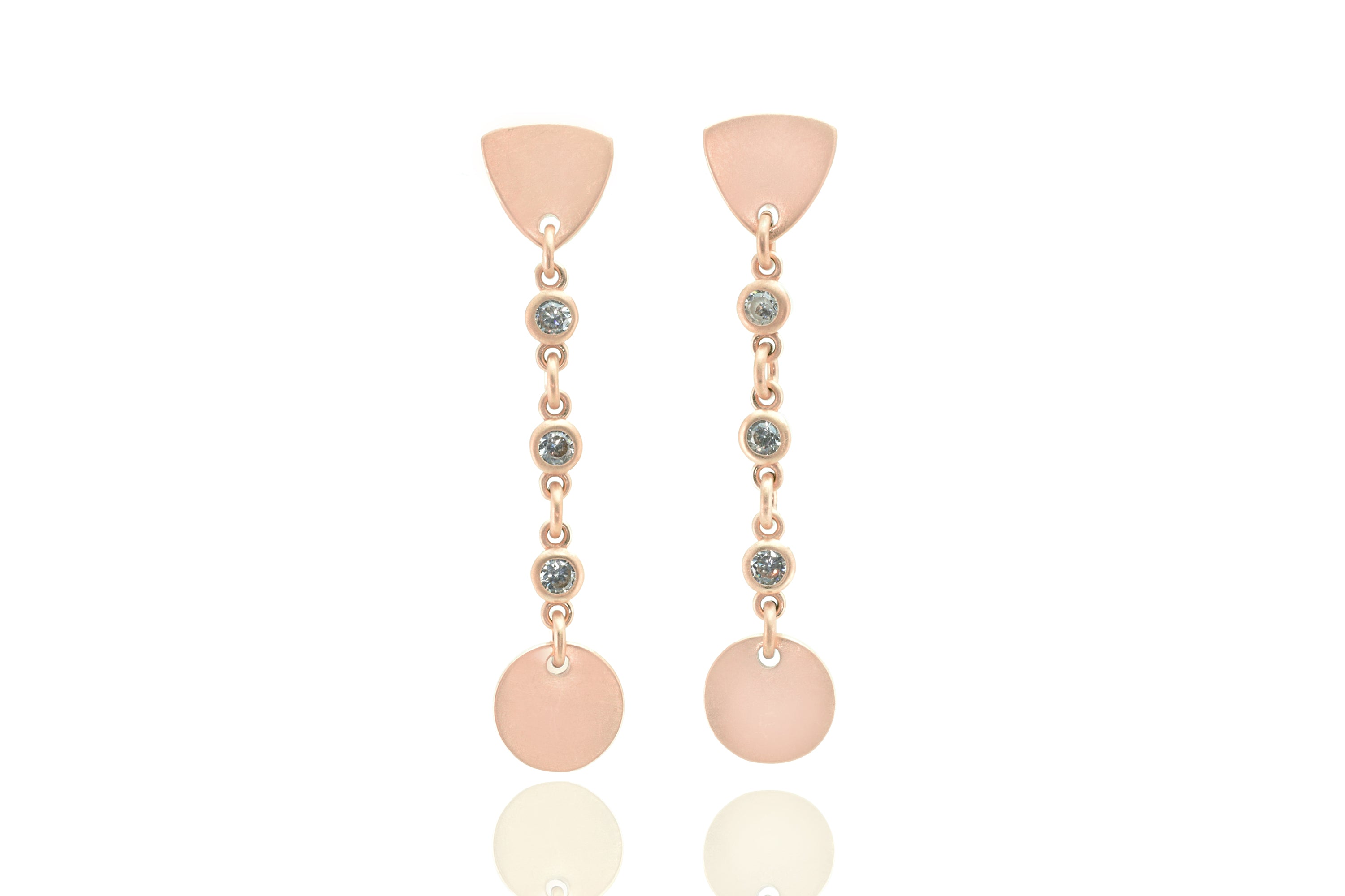 Long Dangle Gold Earrings with Cubic Zircon Earrings Anemone Jewelry