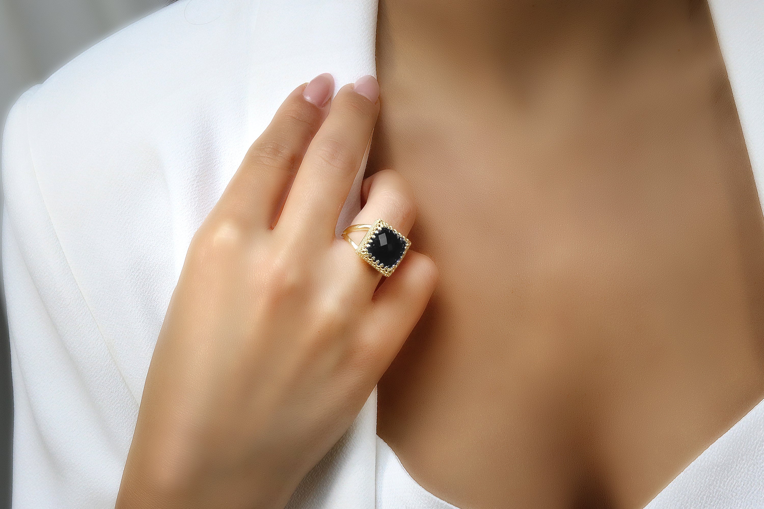 14k Rose Gold Onyx Ring Rings Anemone Jewelry