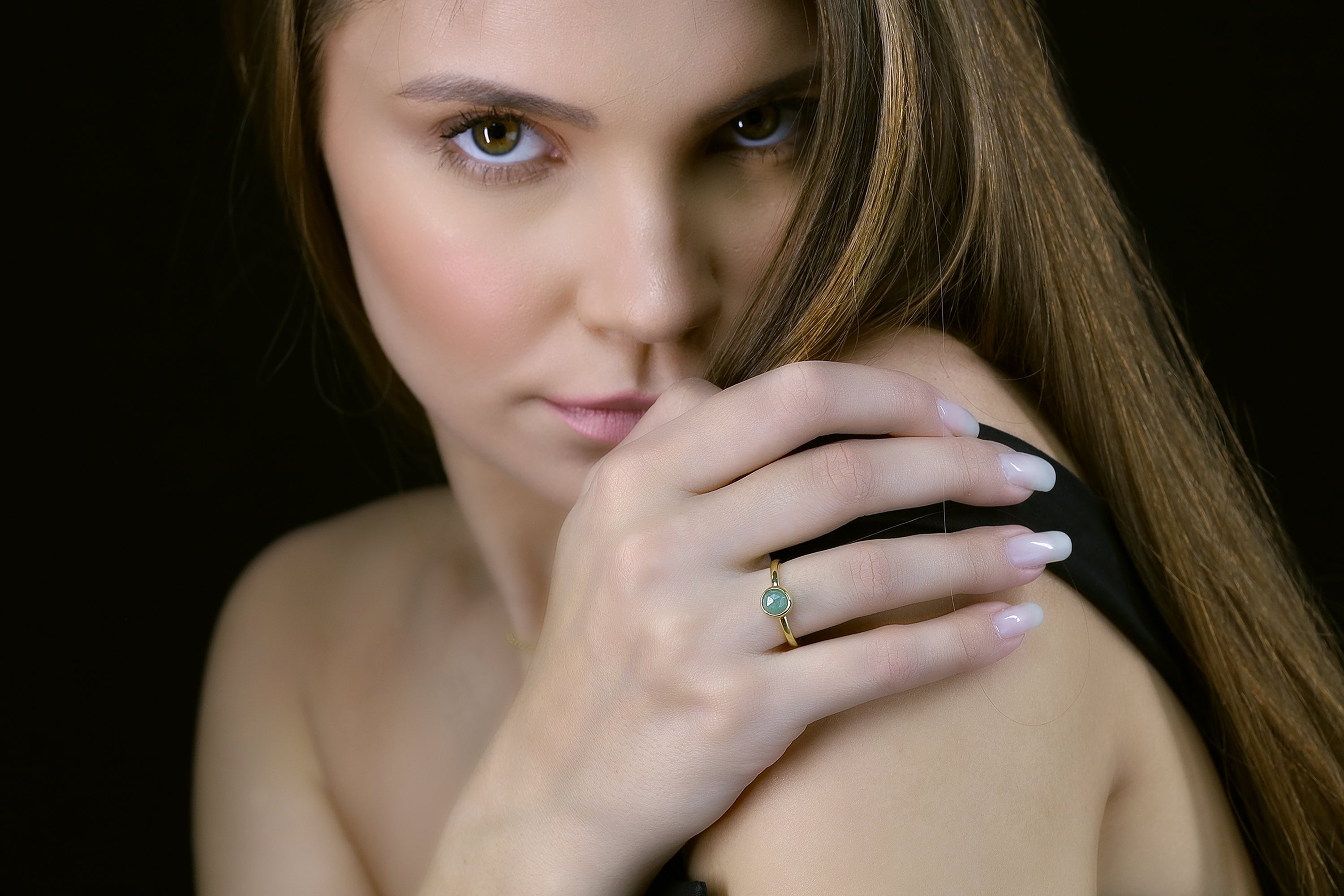 Green Aventurine Gemstone Stacking Ring in Gold Filled Rings Anemone Limited