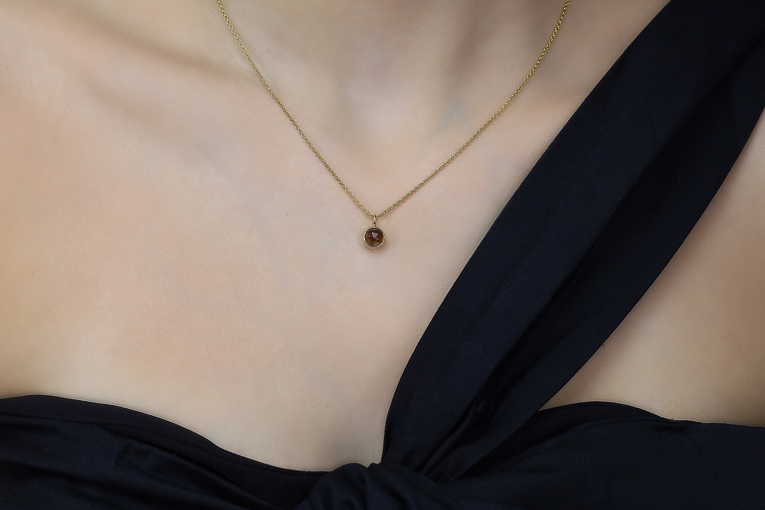 Sterling Silver Bezel Pendant Necklace with Smoky Quartz necklaces Anemone Limited