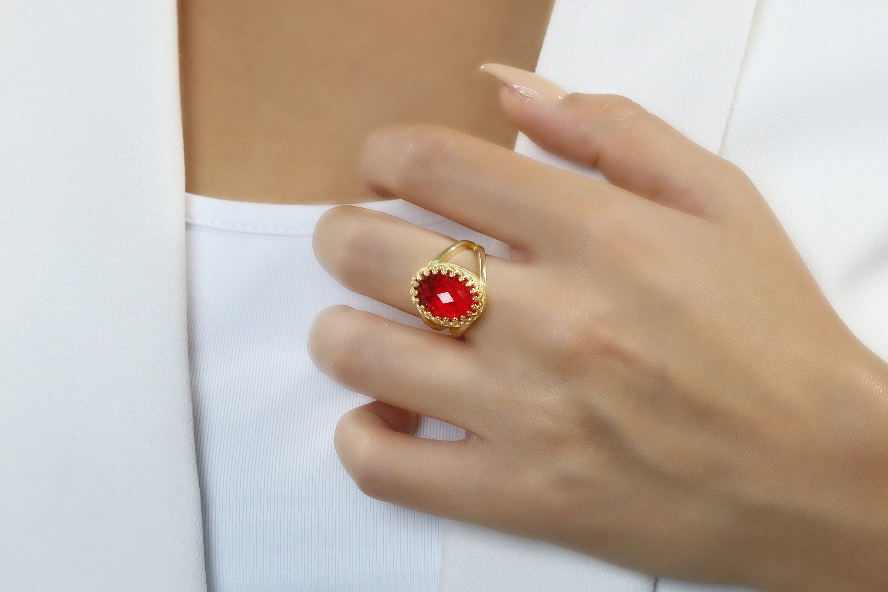 Oval Ruby Gold Filled Band Ring Rings Anemone Jewelry