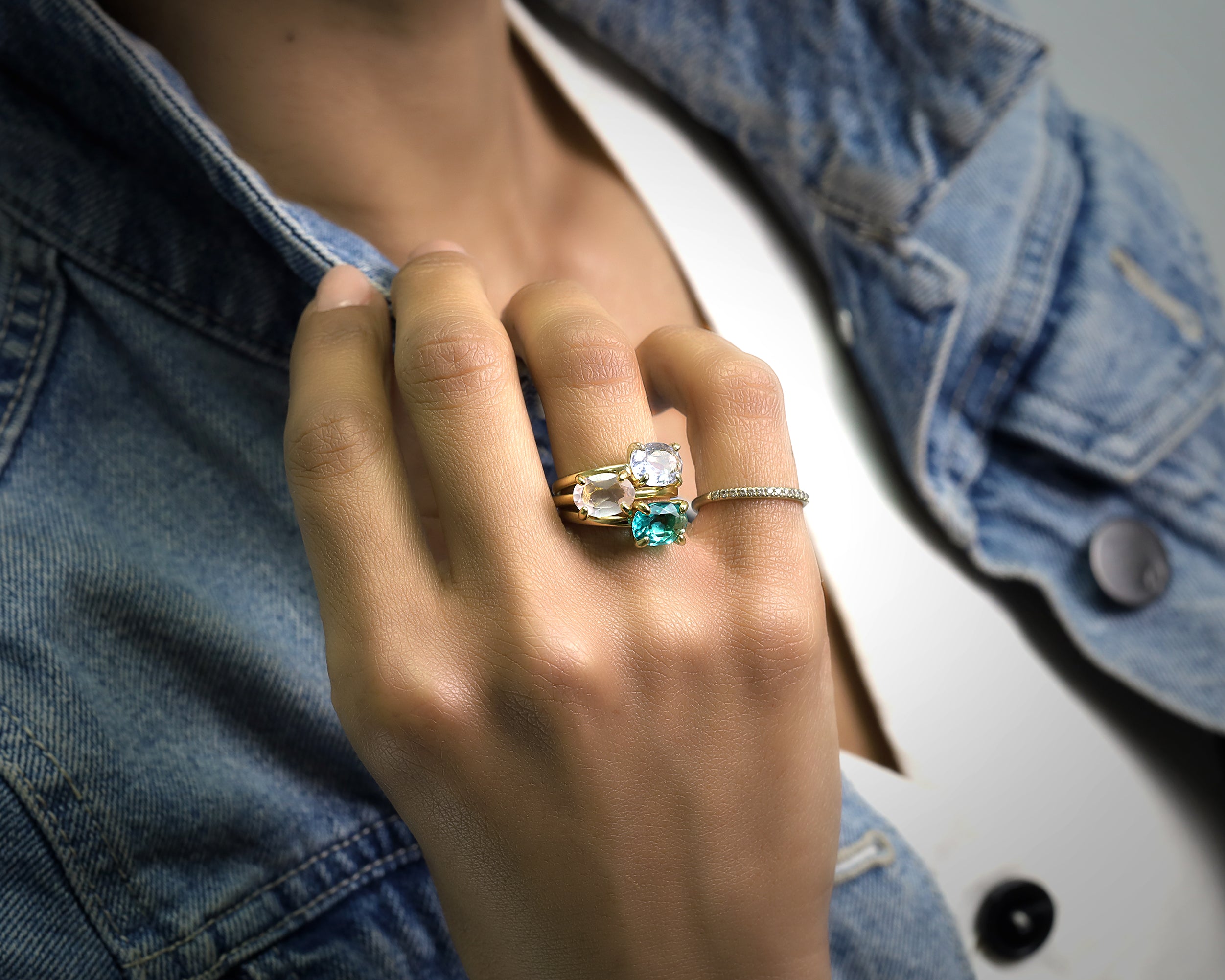 Blue Tourmaline Oval Cut Gold Ring Rings Anemone Unique