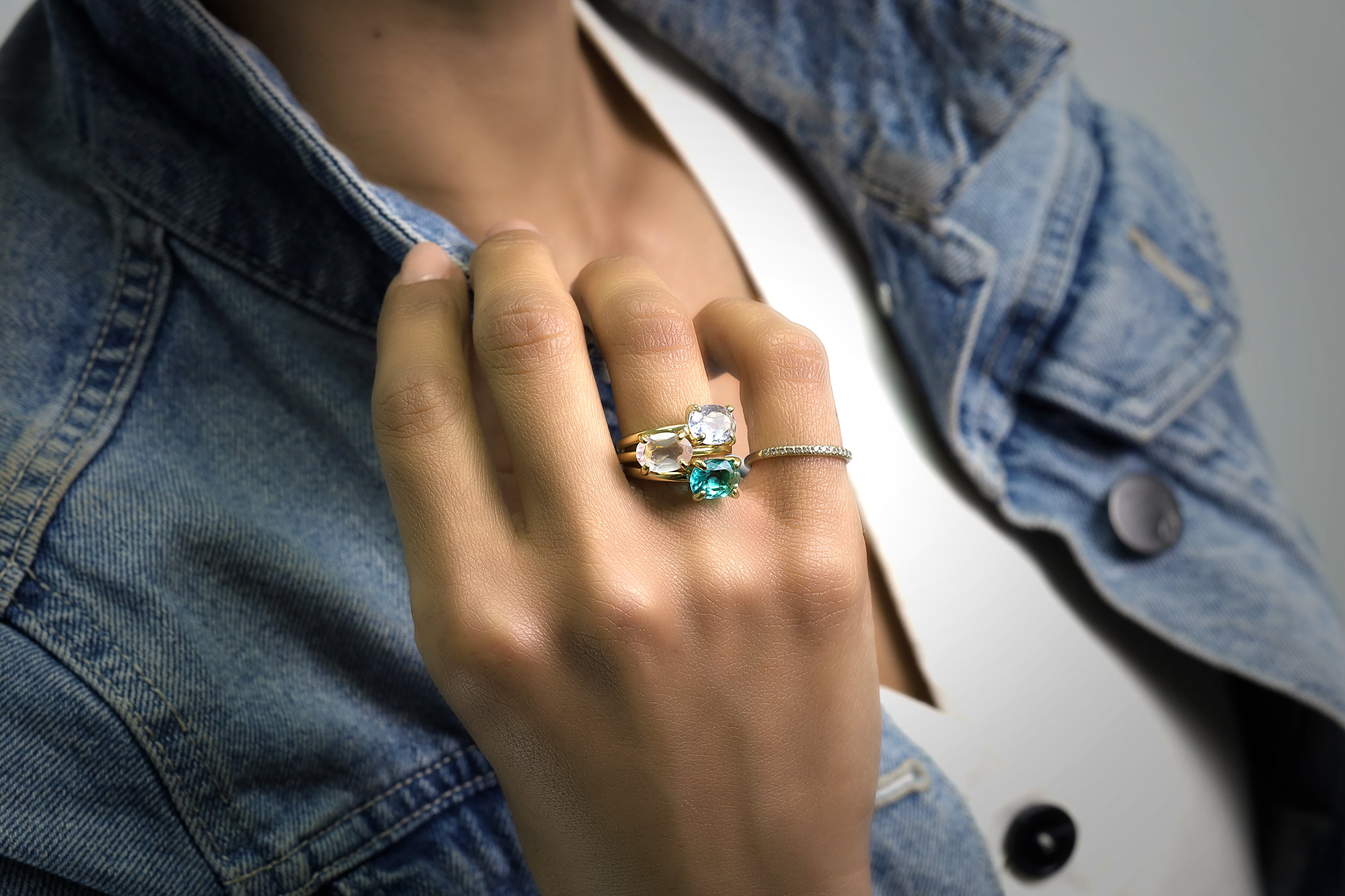 Blue Tourmaline Oval Cut Gold Ring Rings Anemone Unique