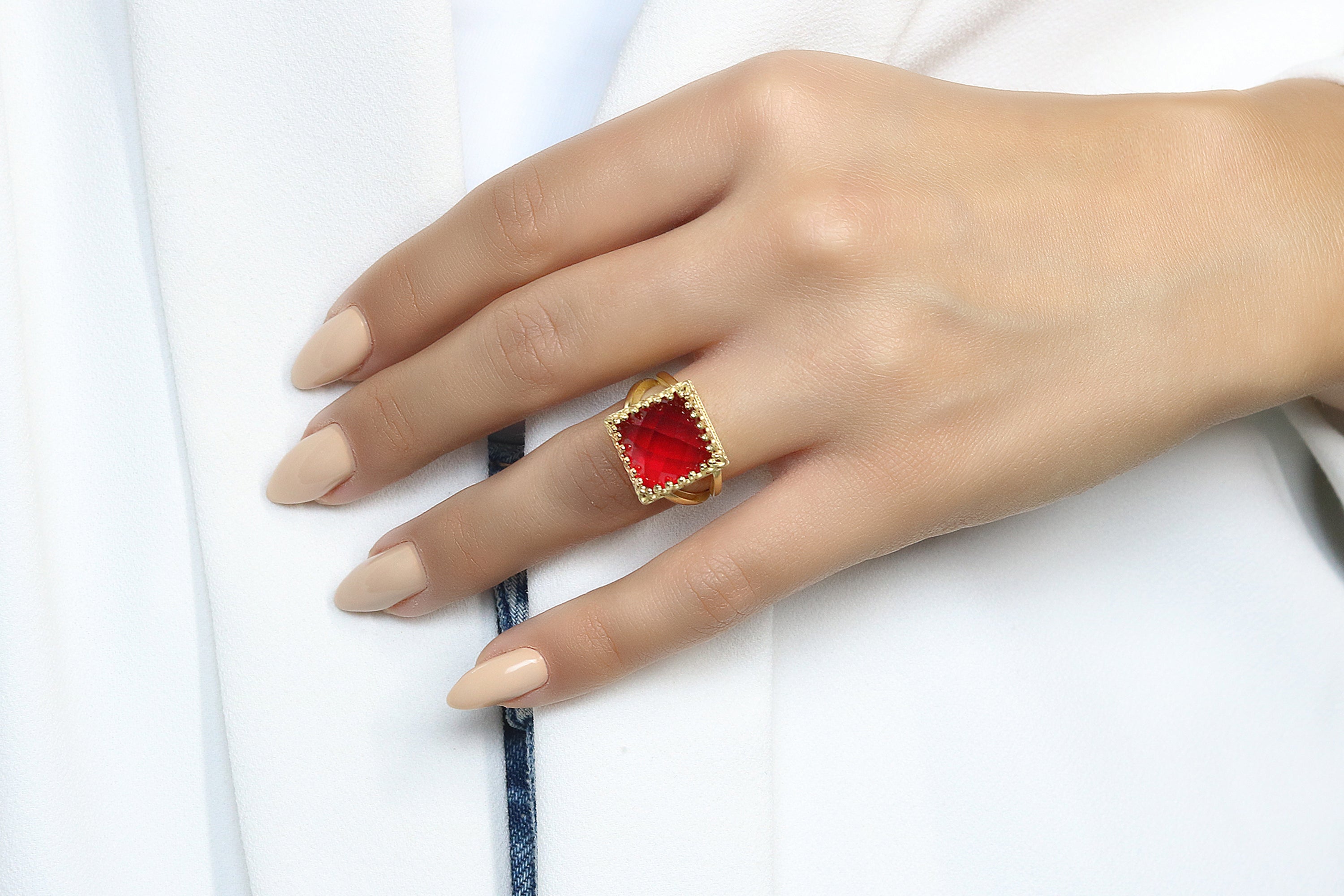 Square Ruby Jewelry Gold Ring Rings Anemone Jewelry