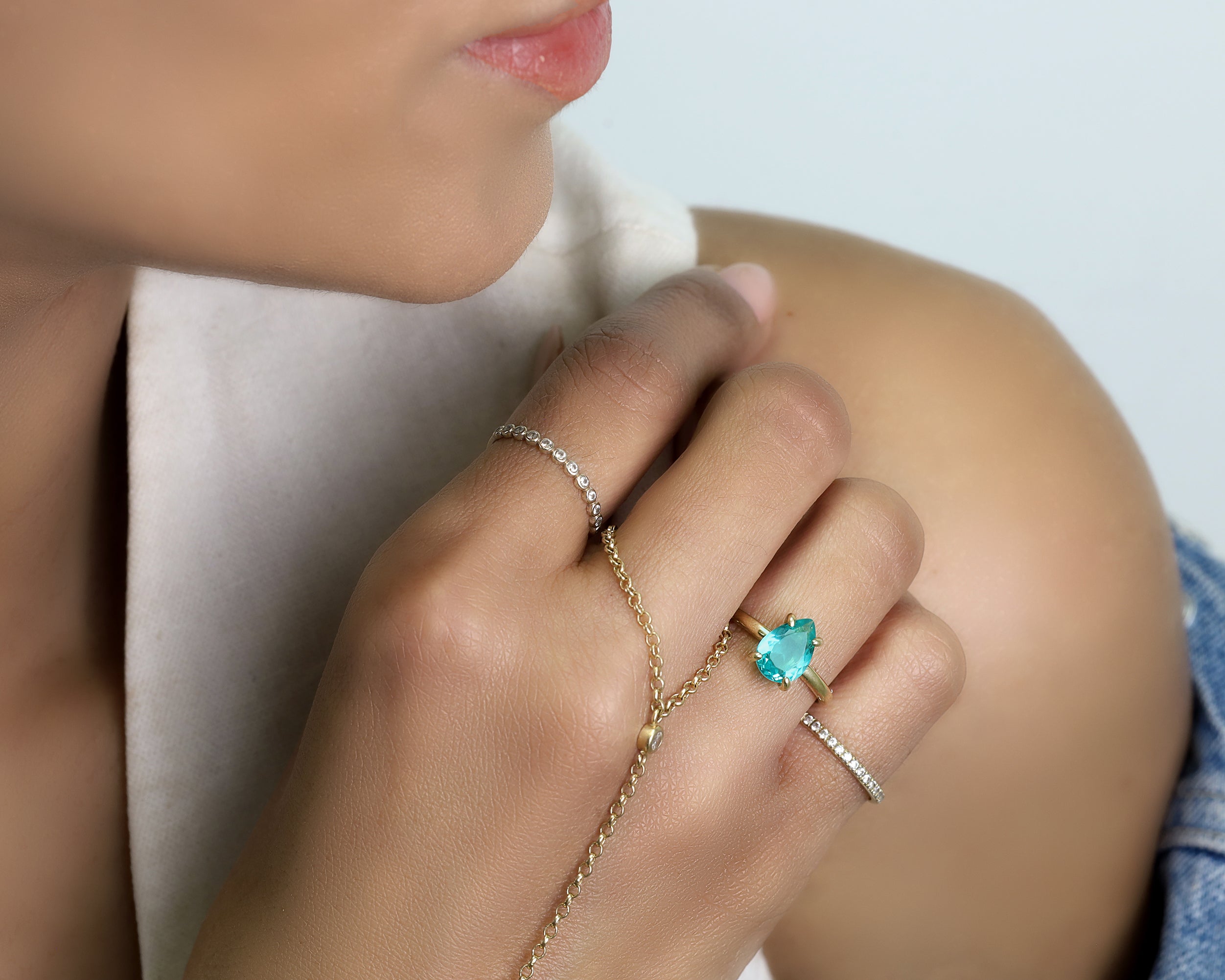 Blue Tourmaline Pear Cut Ring Rings Anemone Unique