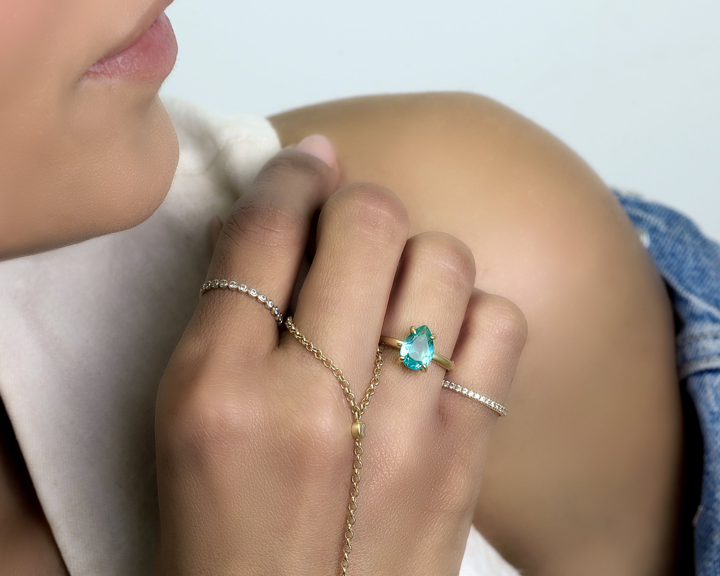 Blue Tourmaline Pear Cut Ring Rings Anemone Unique