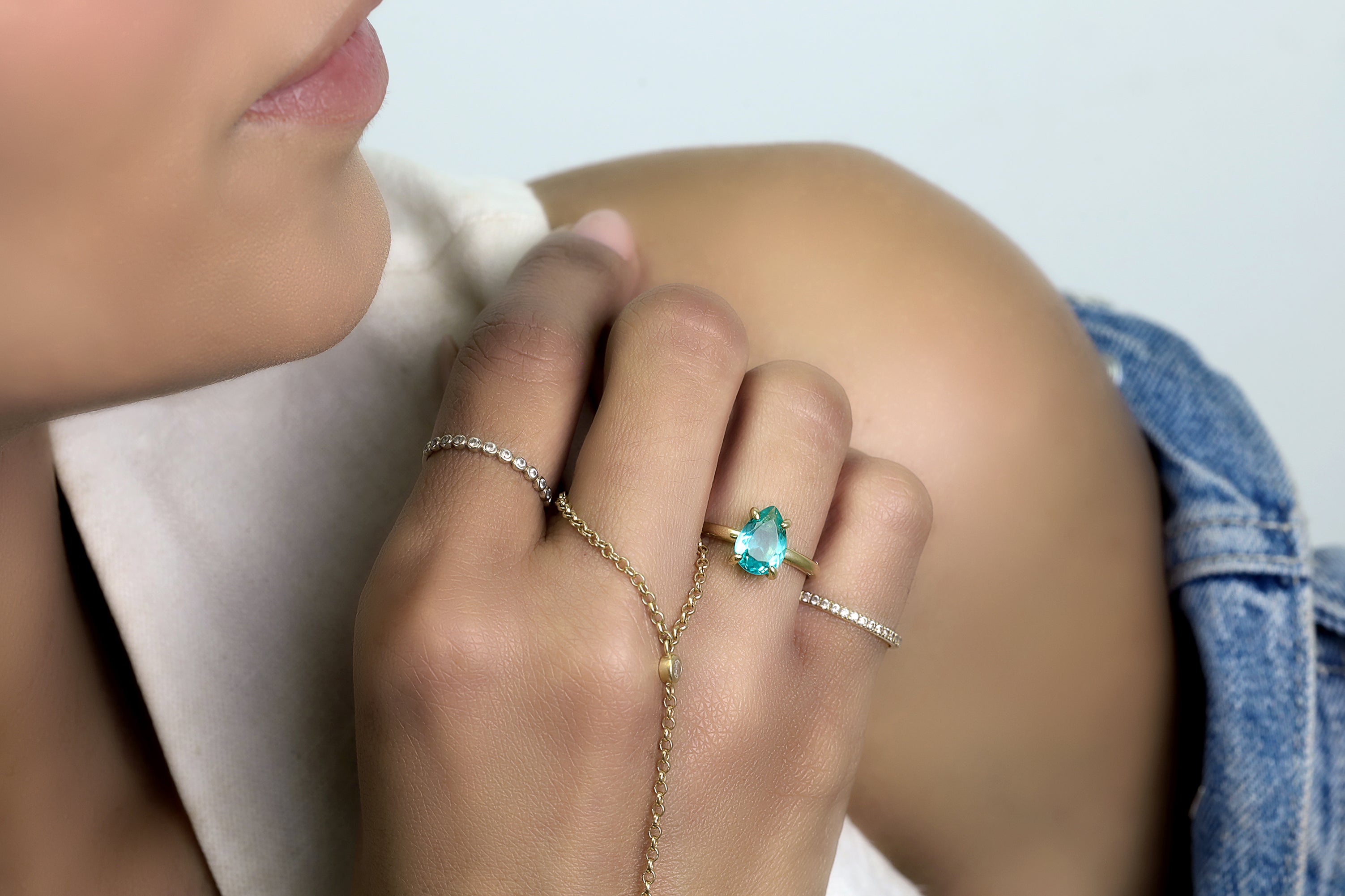 Blue Tourmaline Pear Cut Ring Rings Anemone Unique