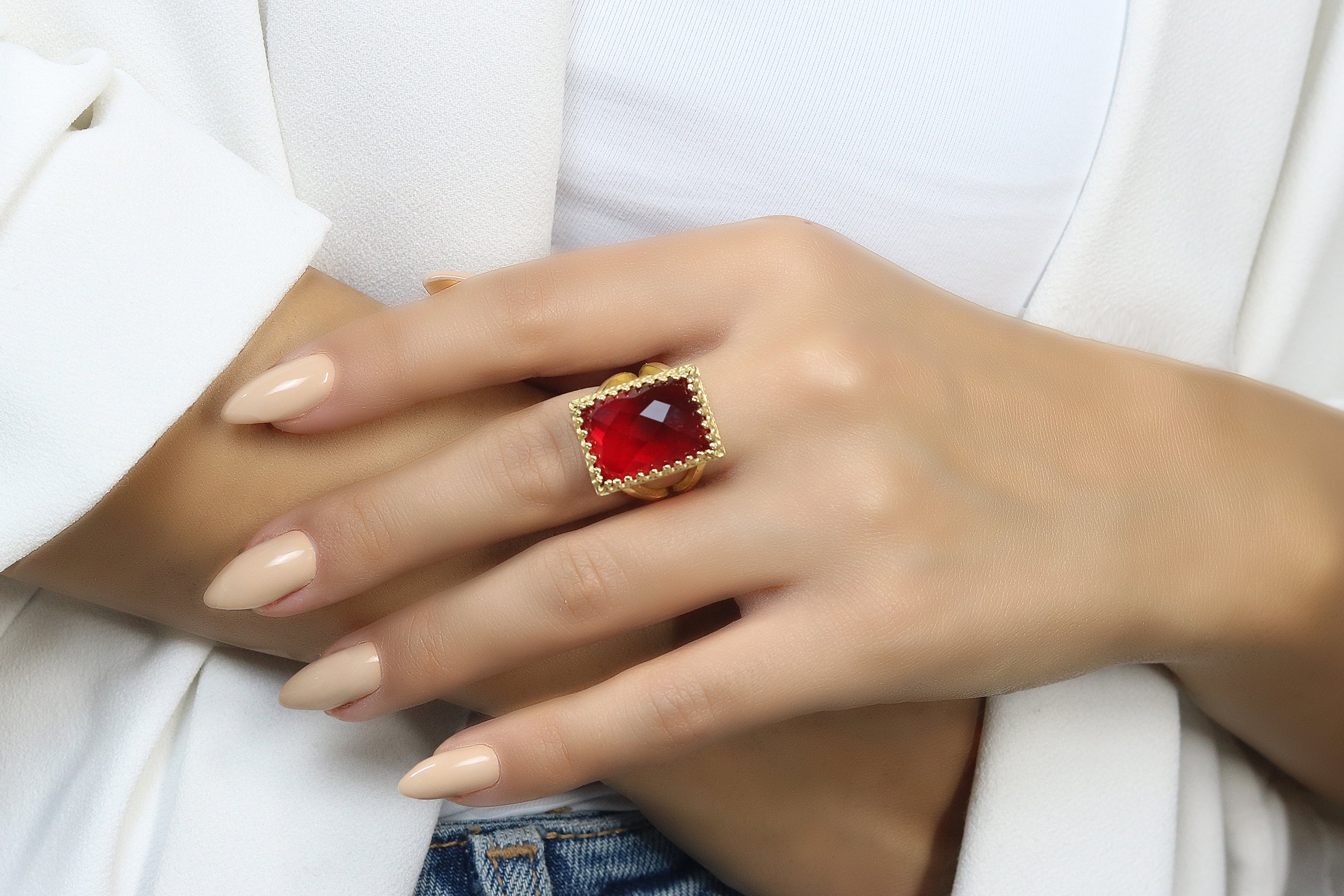 Stylish Solid Sterling Silver Ruby Ring Rings Anemone Jewelry