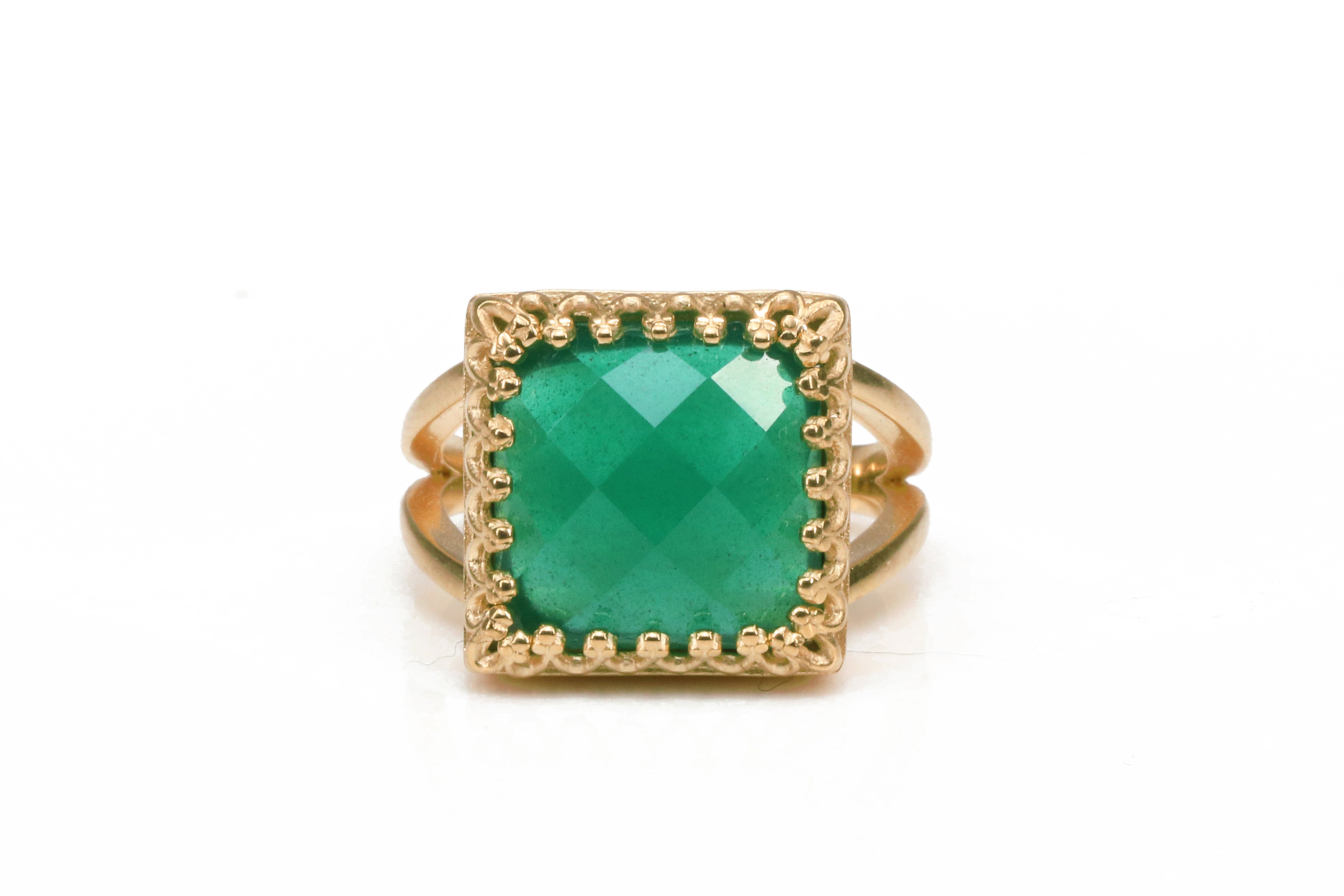 Green Onyx in 14K Rose Gold-filled Ring Band Rings Anemone Jewelry