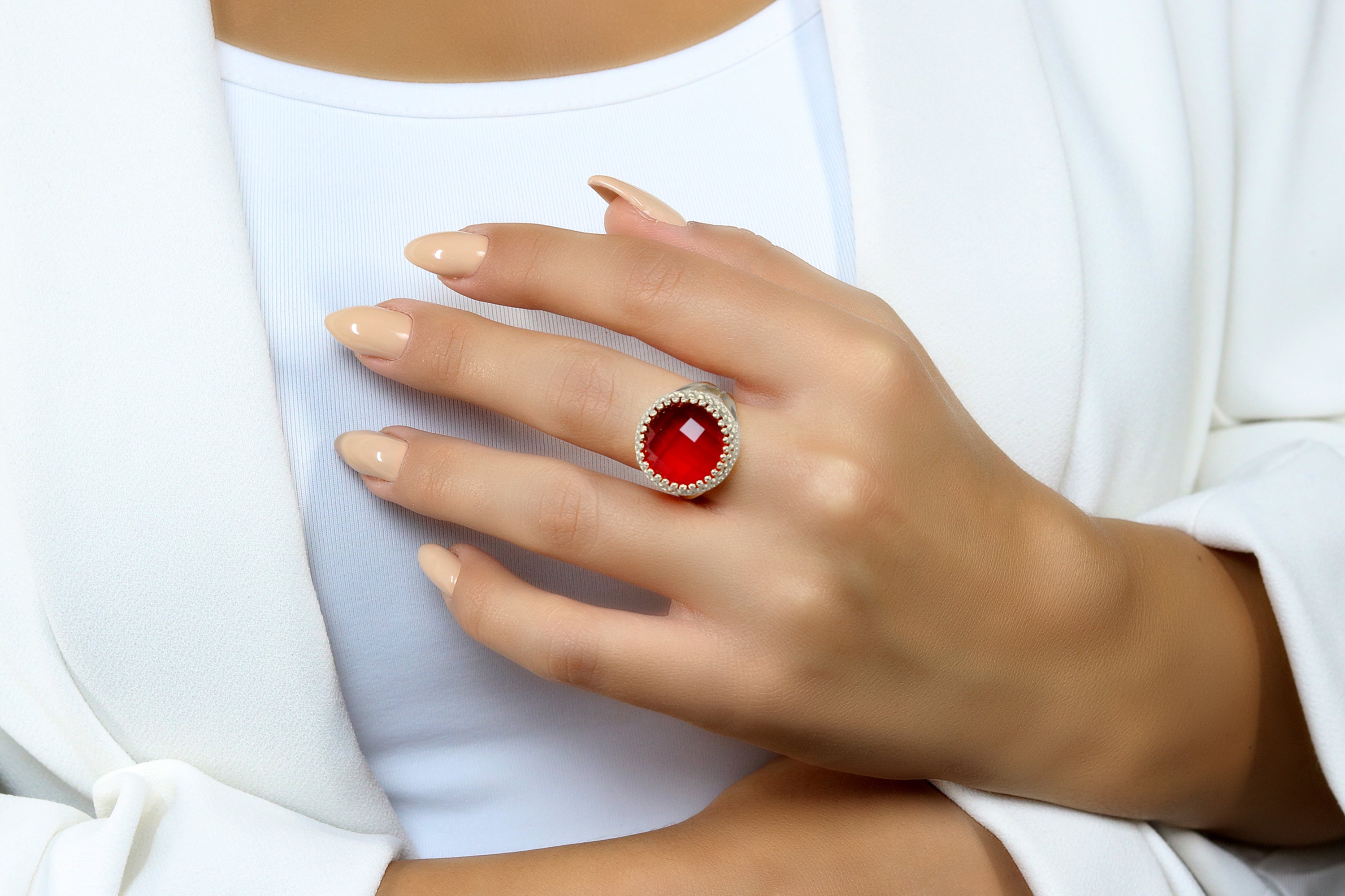 Round Ruby Birthstone Gold Filled Ring Rings Anemone Jewelry