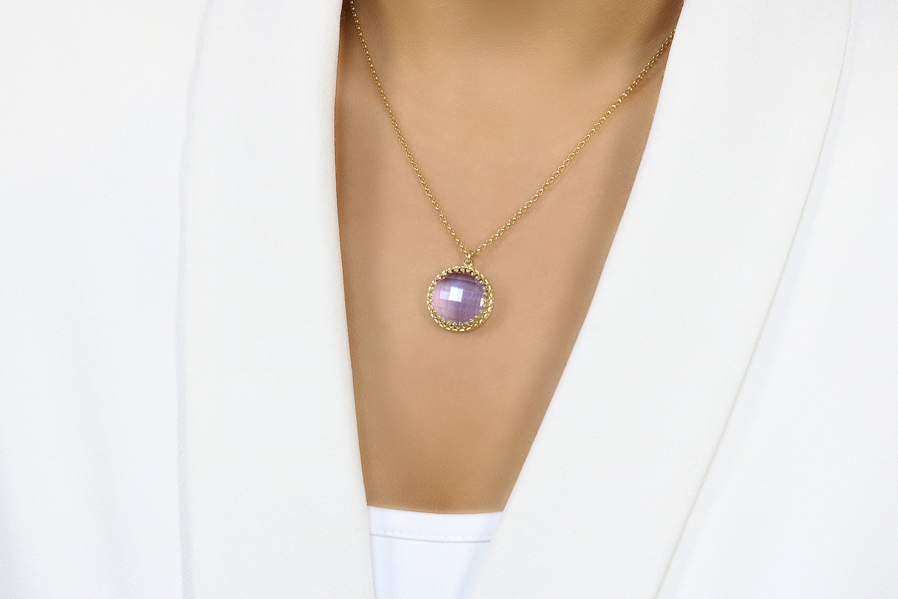 Sleek Gold Blue Tanzanite Necklace necklaces Anemone Jewelry