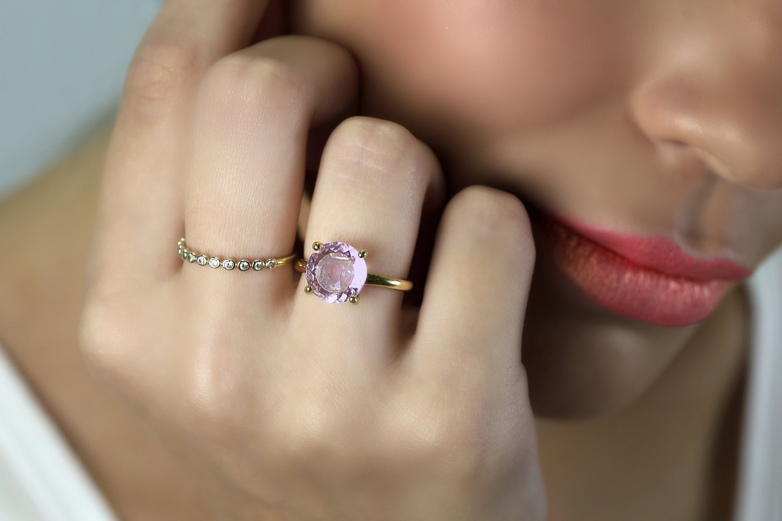 Unique Rose Quartz in 14k Gold Rings Anemone Unique