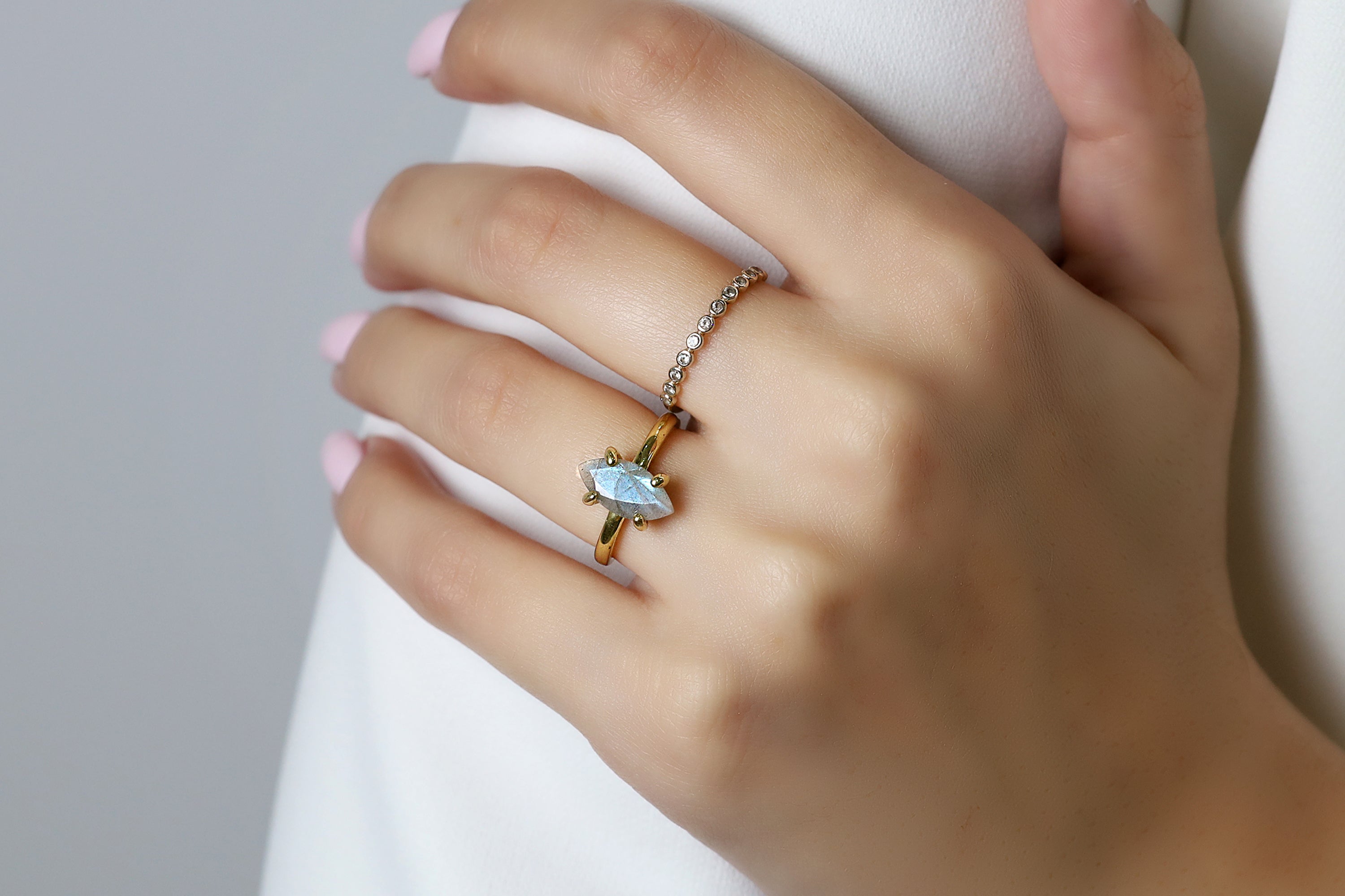 Marquise Labradorite Gold Engagement Ring Rings Anemone Unique