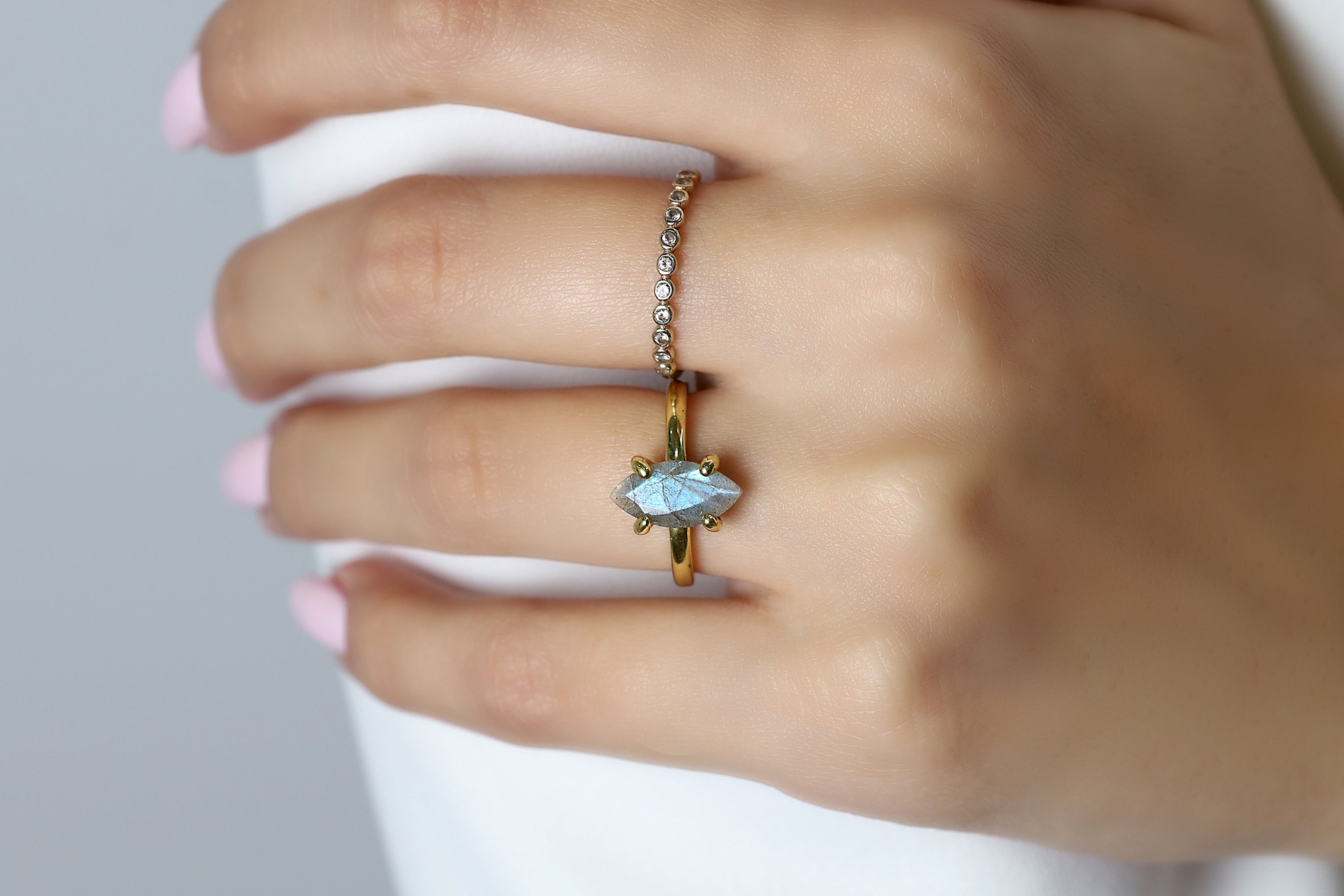 Marquise Labradorite Gold Engagement Ring Rings Anemone Unique