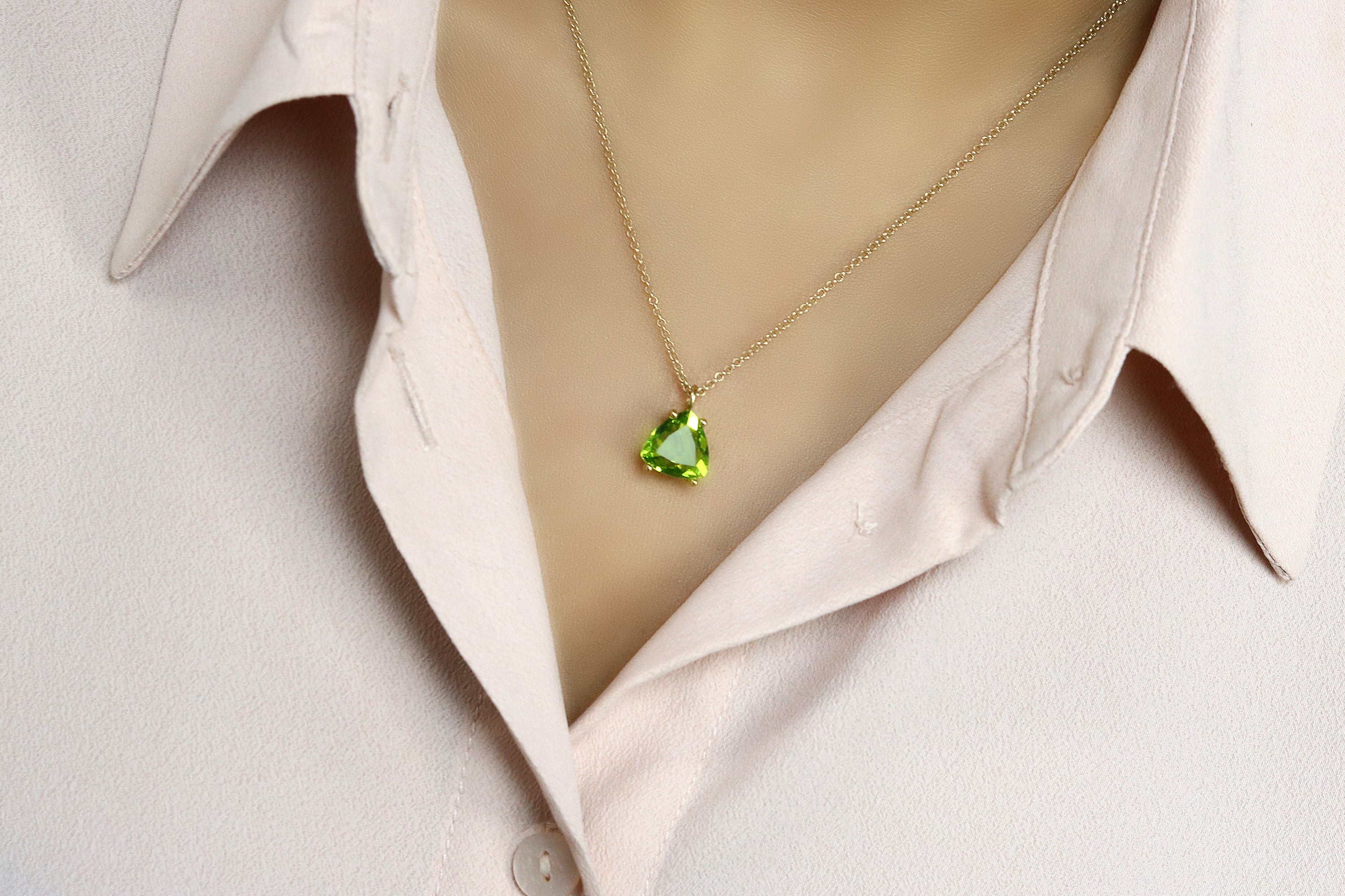 Solitaire Peridot Sterling Silver Necklace necklaces Anemone Unique