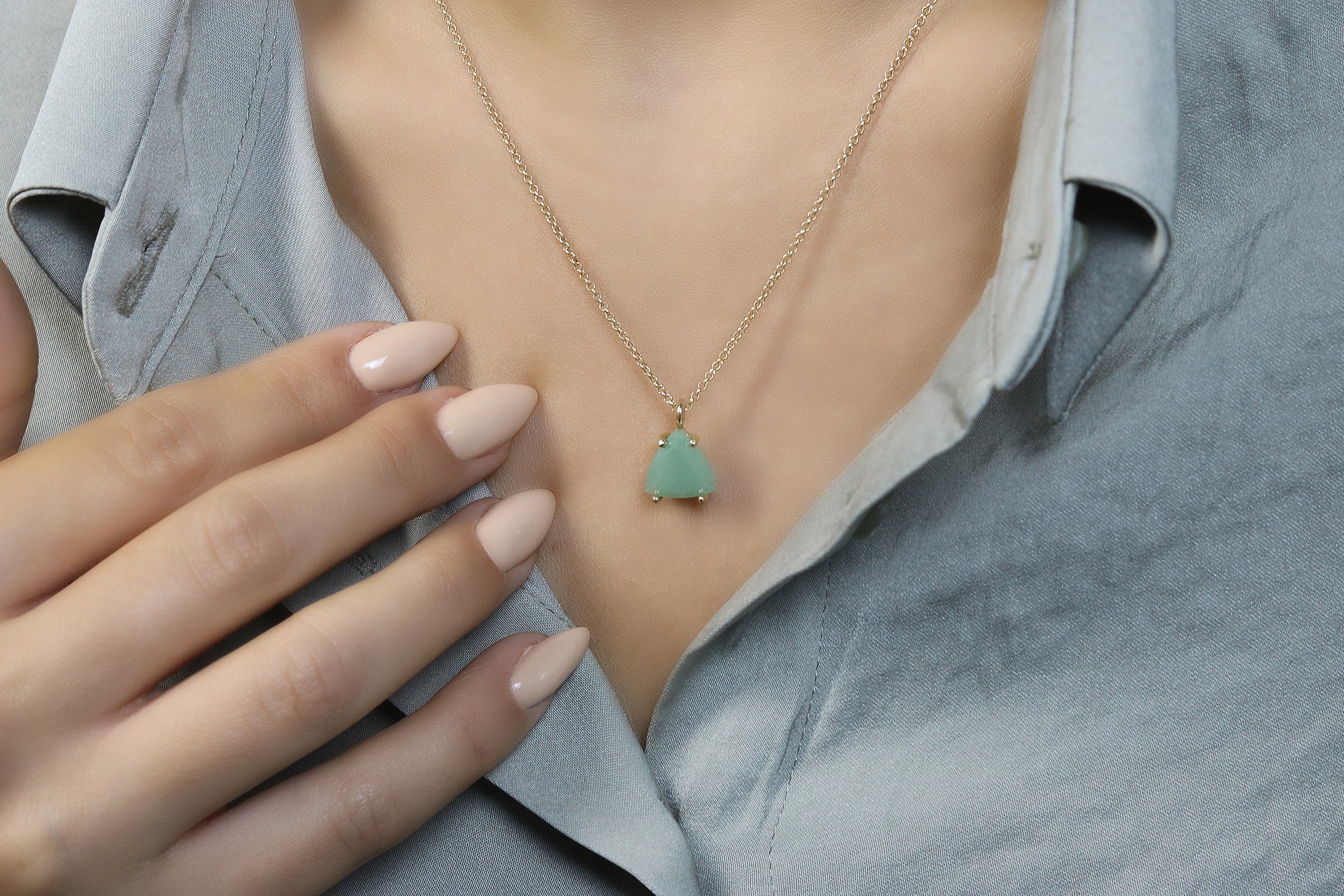 Triangle Pendant Aventurine Gold Necklace necklaces Anemone Unique