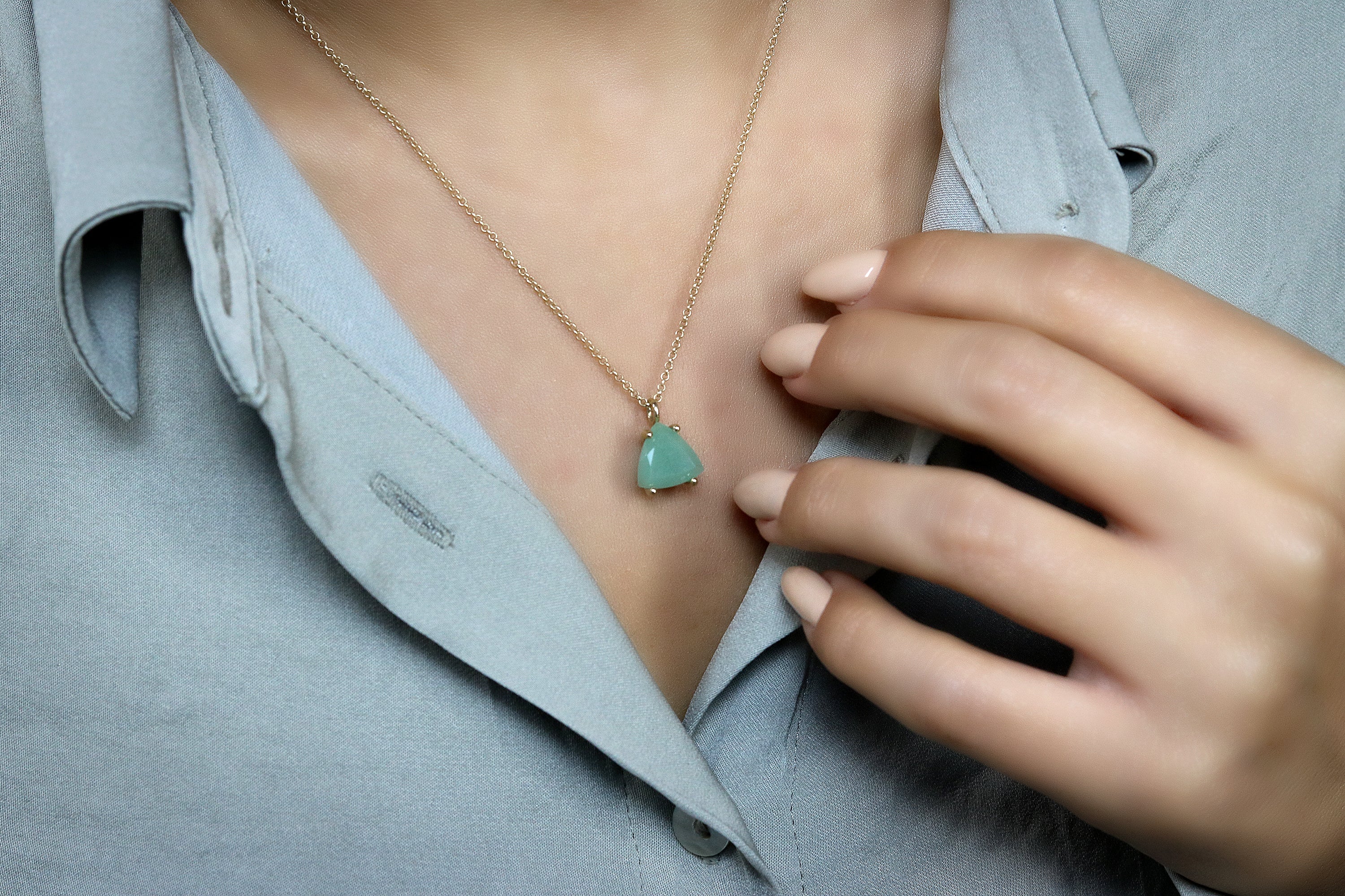 Triangle Pendant Aventurine Gold Necklace necklaces Anemone Unique