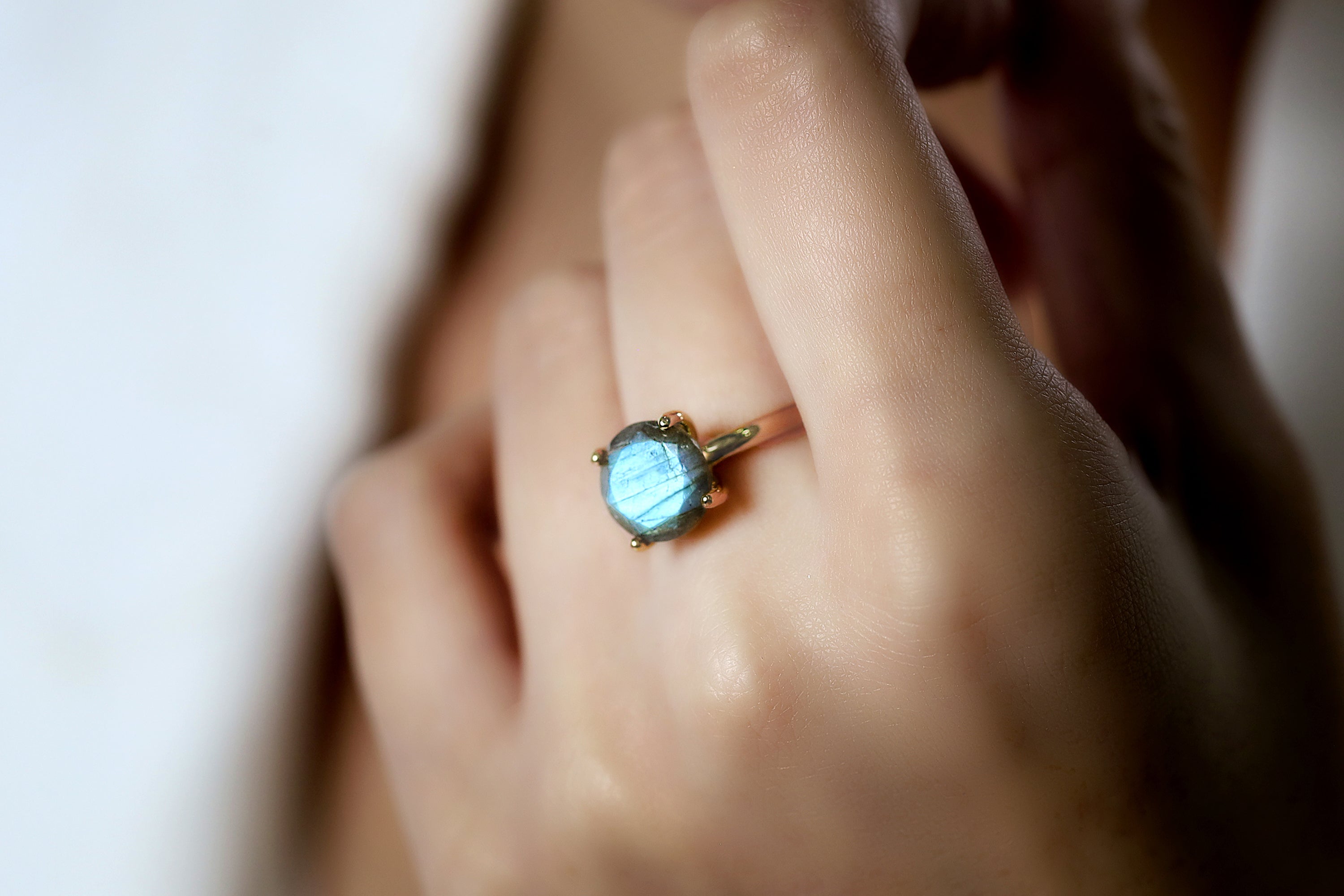 14K Gold-Filled Labradorite Ring Rings Anemone Unique