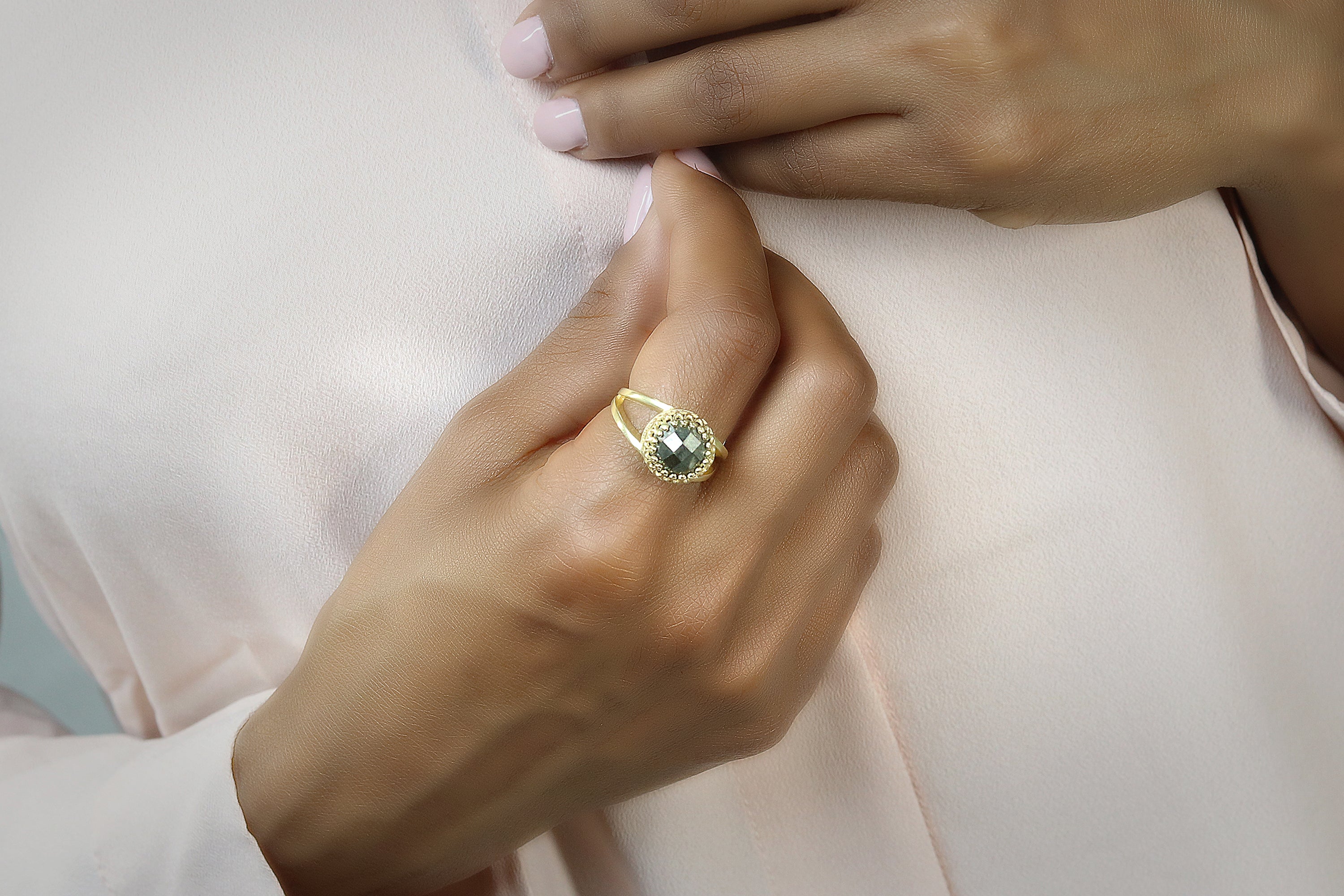 14K Rose Gold Pyrite Ring Rings Anemone Jewelry