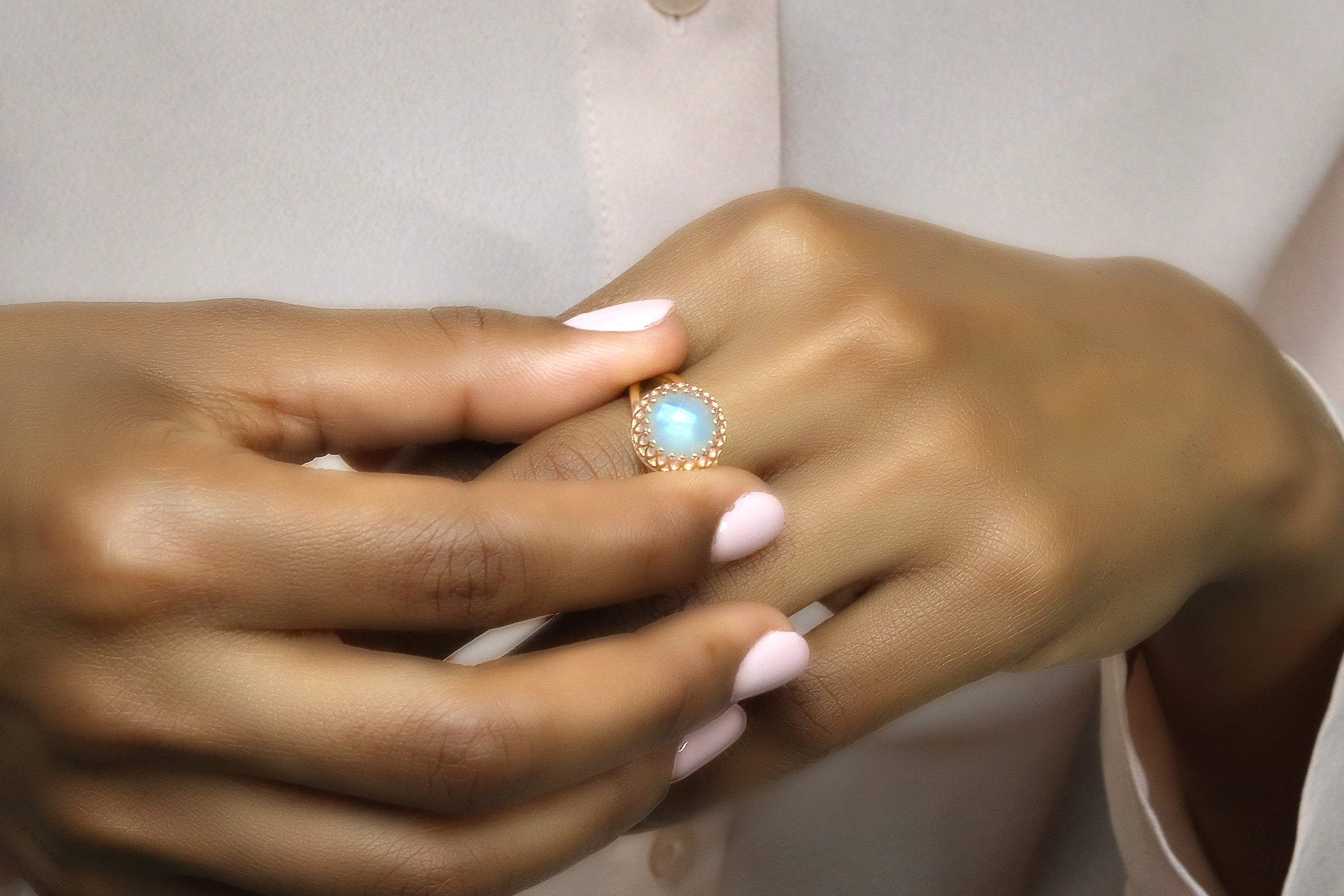 Dainty Moonstone Gold Jewelry Ring Rings Anemone Jewelry