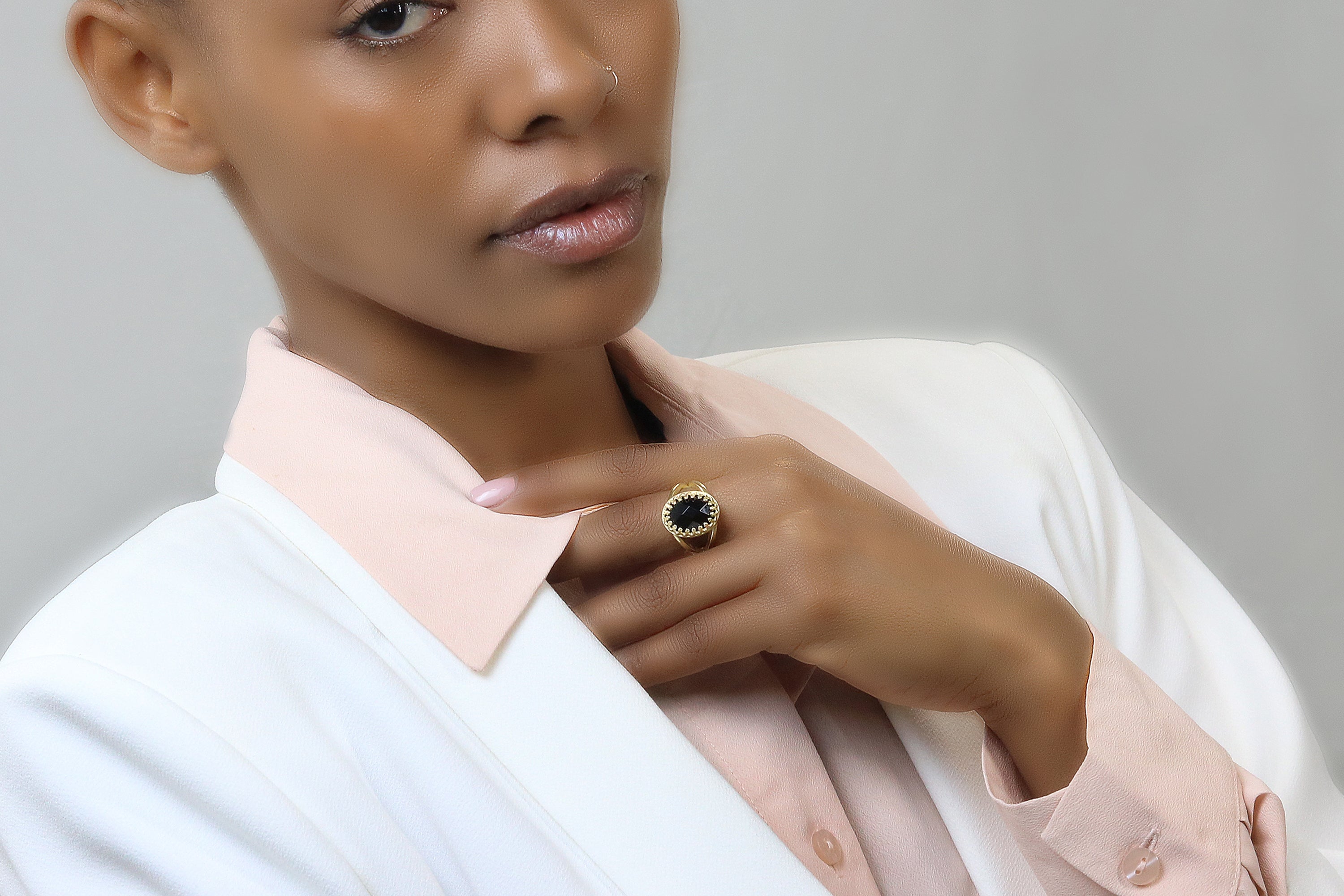 Oval Black Onyx Ring in Rose Gold Rings Anemone Jewelry