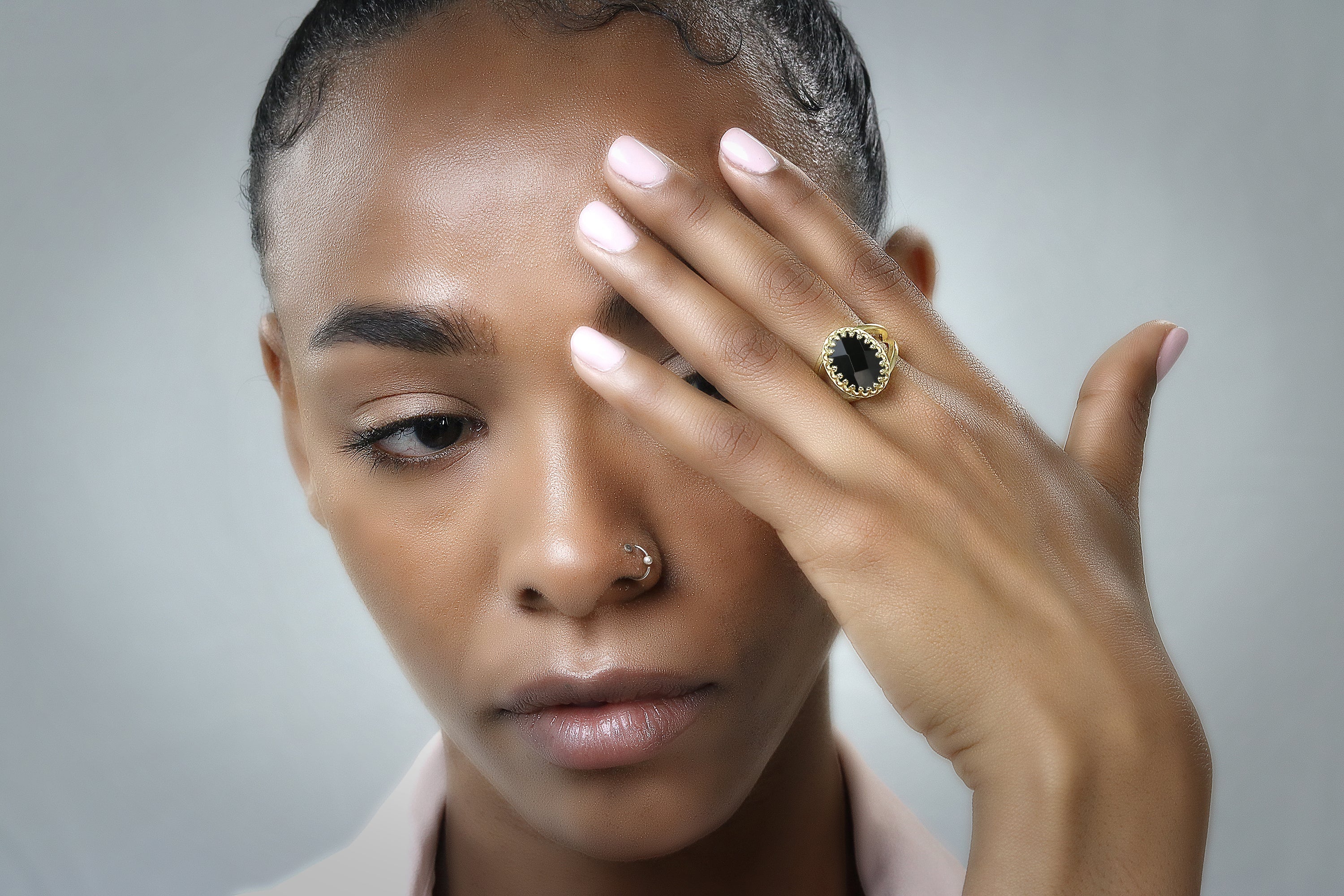 Oval Black Onyx Ring in Rose Gold Rings Anemone Jewelry