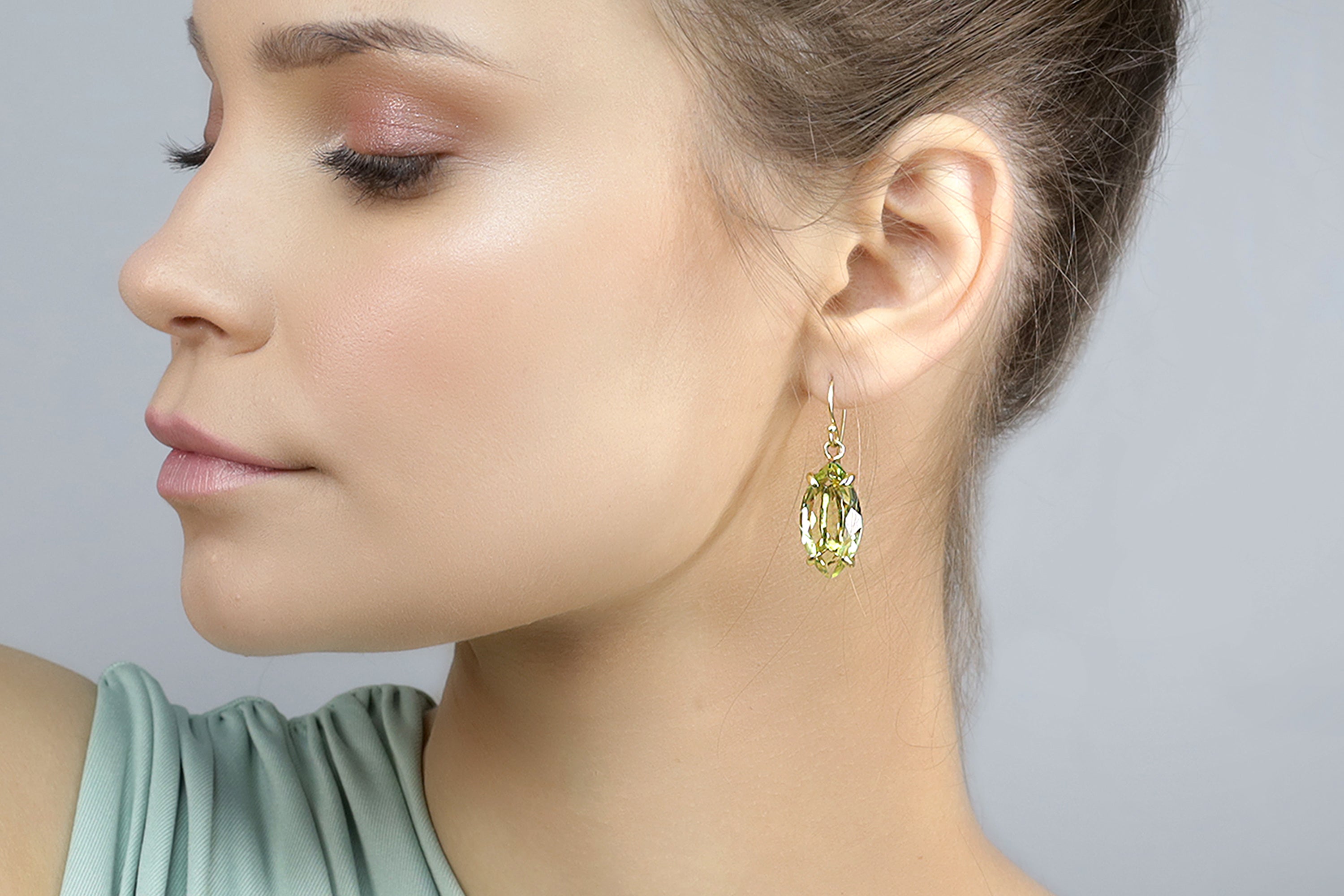 Lemon Quartz Marquise Dangle Gold Earrings Earrings Anemone Jewelry