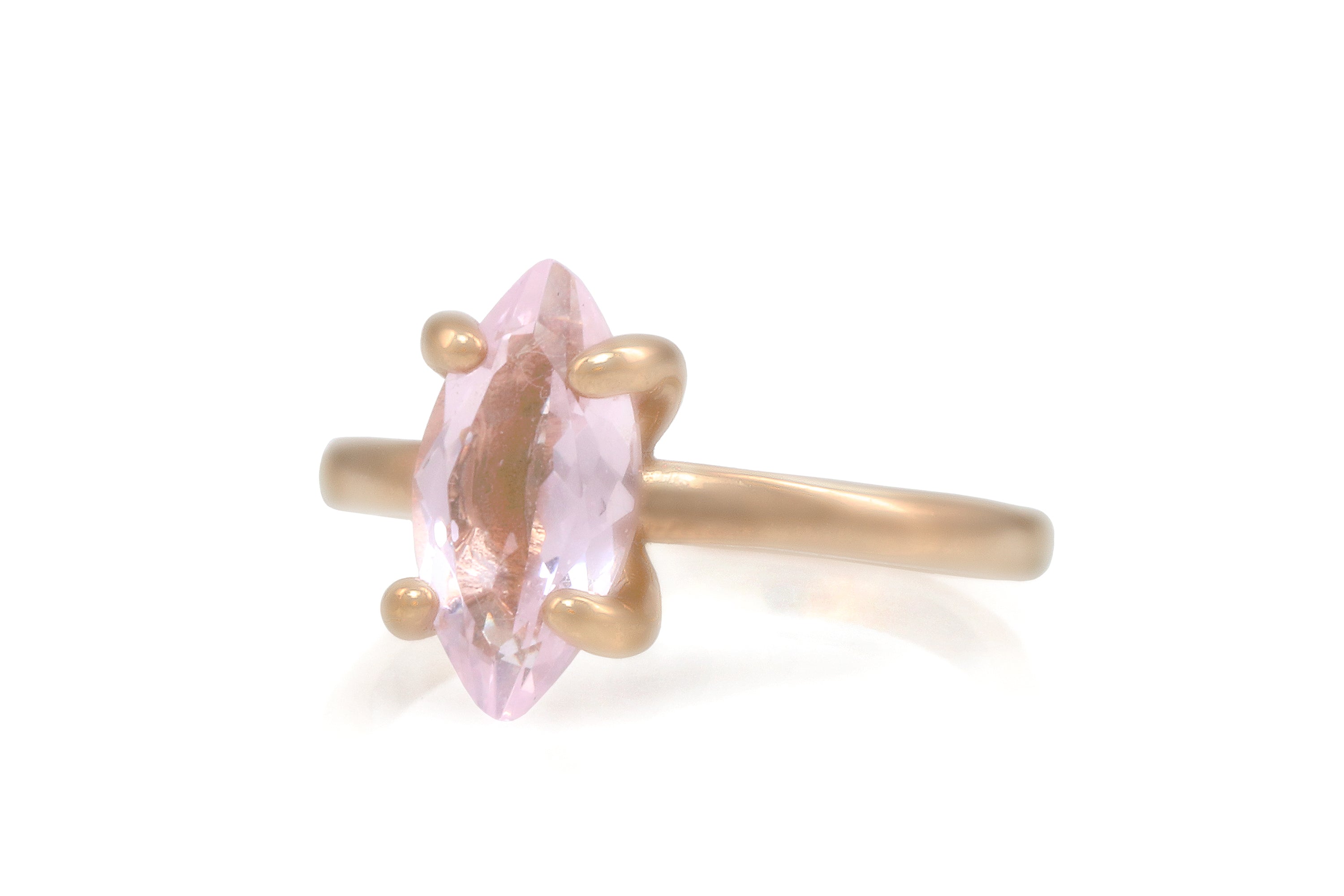 Solitaire Rose Quartz Gold Ring Rings Anemone Unique