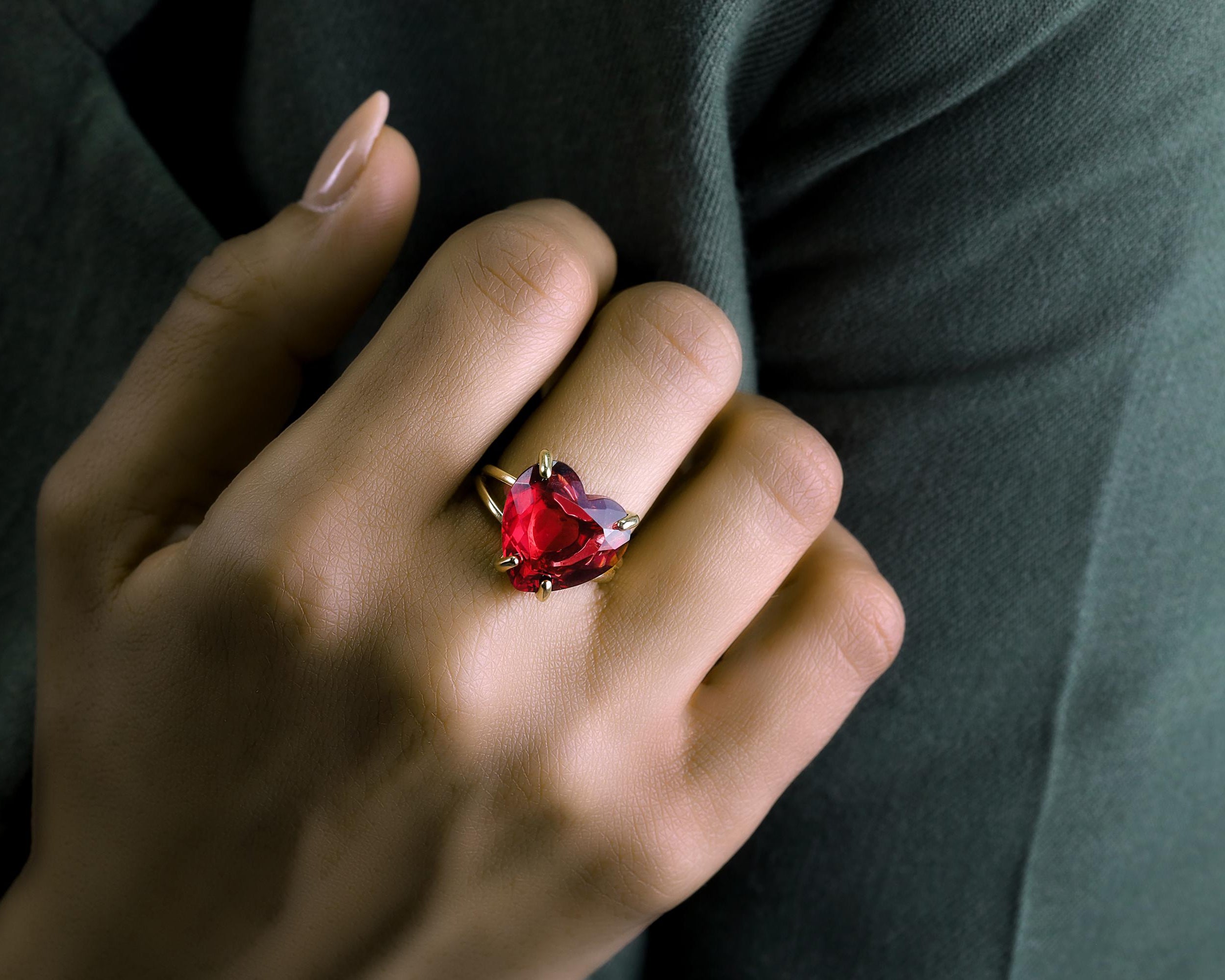 Pink Tourmaline Heart Cut Ring Anemone Jewelry