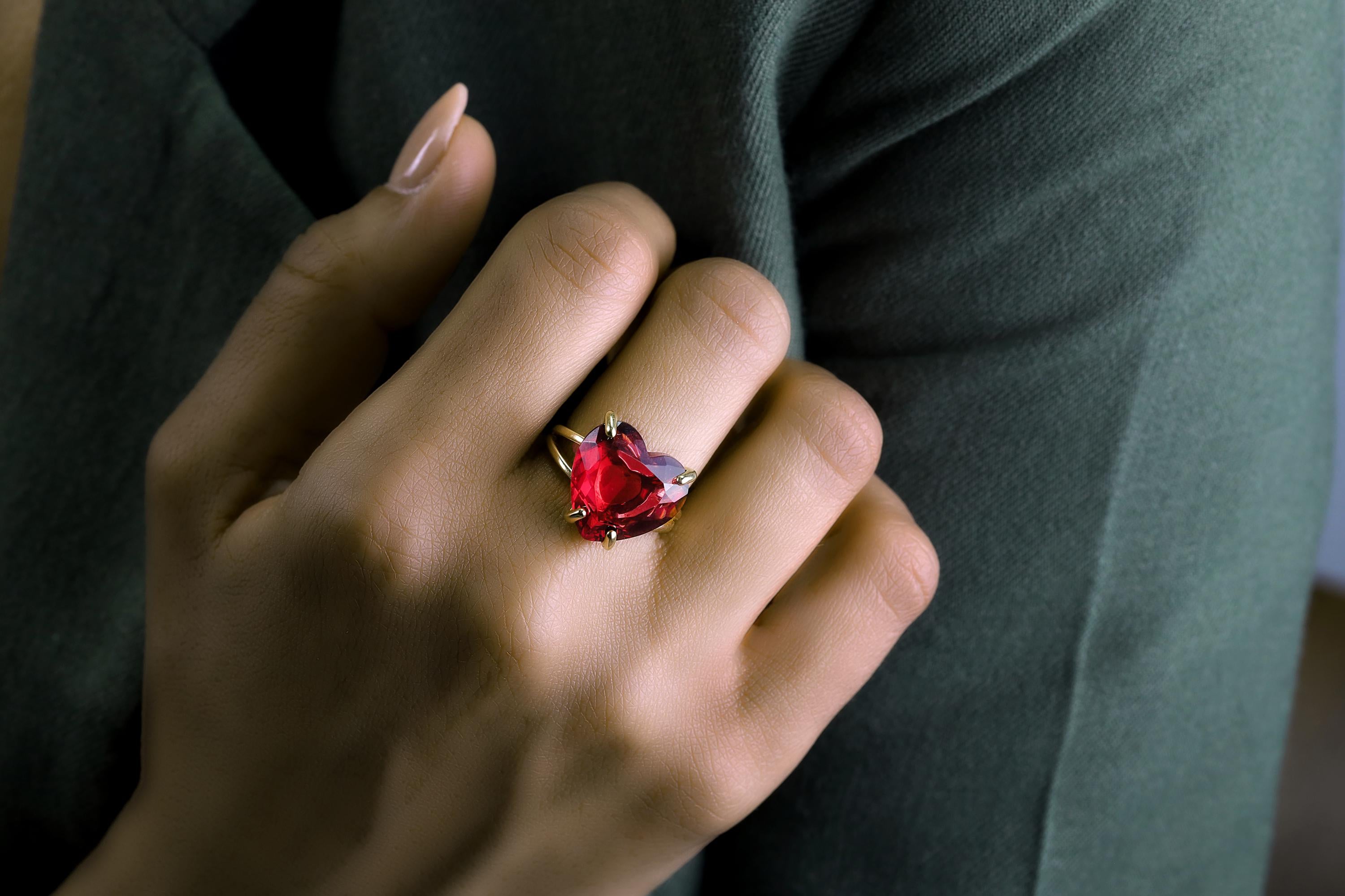 Pink Tourmaline Heart Cut Ring Anemone Jewelry